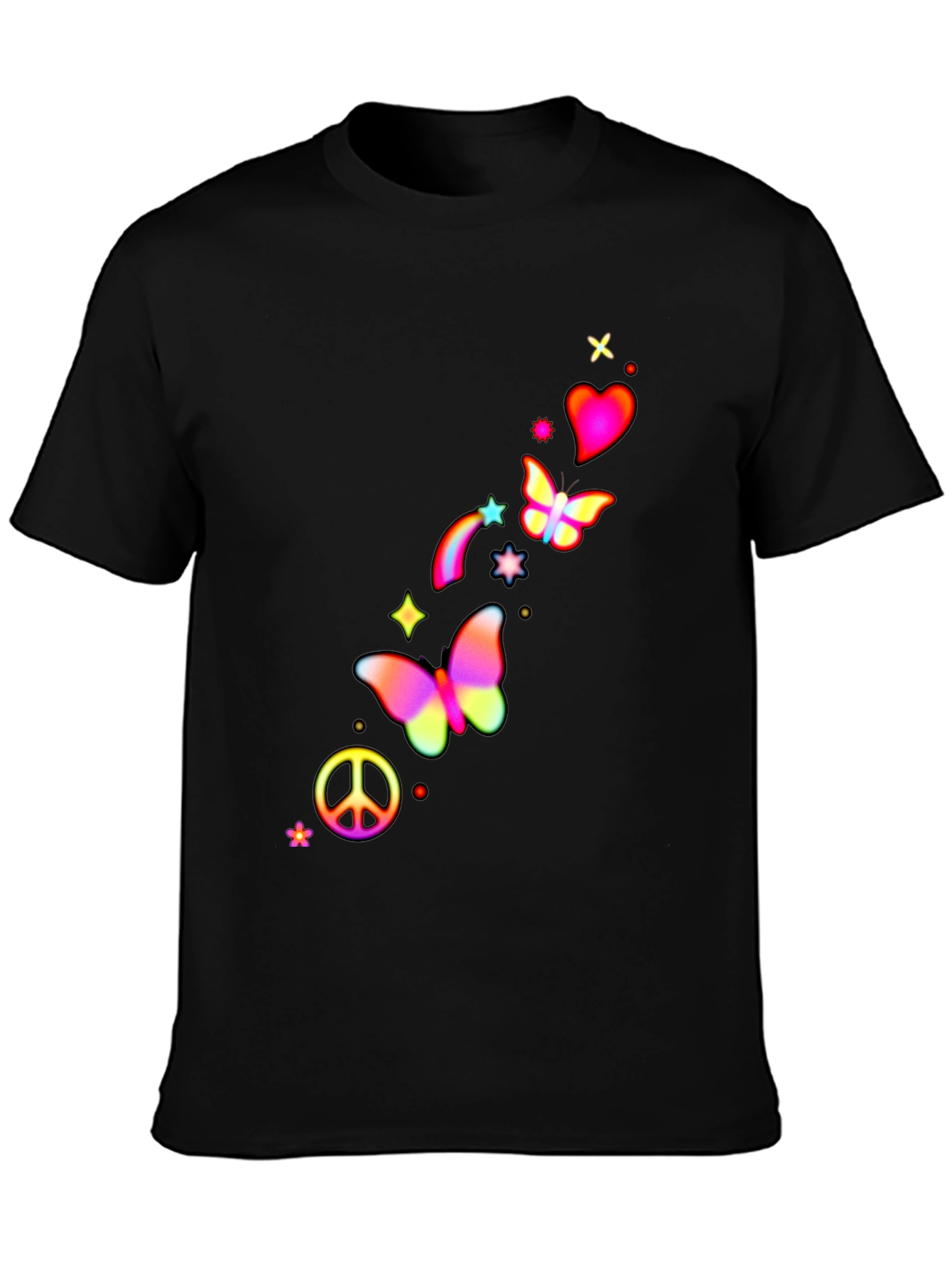 Peace Love Butterflies Mens Graphic Tee