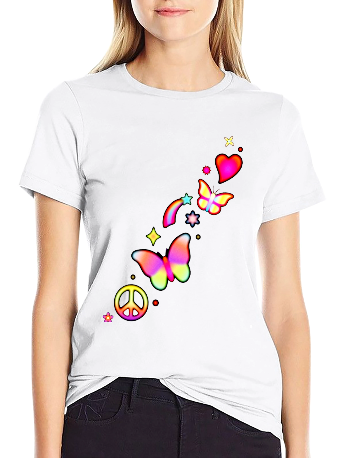Peace Love Butterflies Mens Graphic Tee