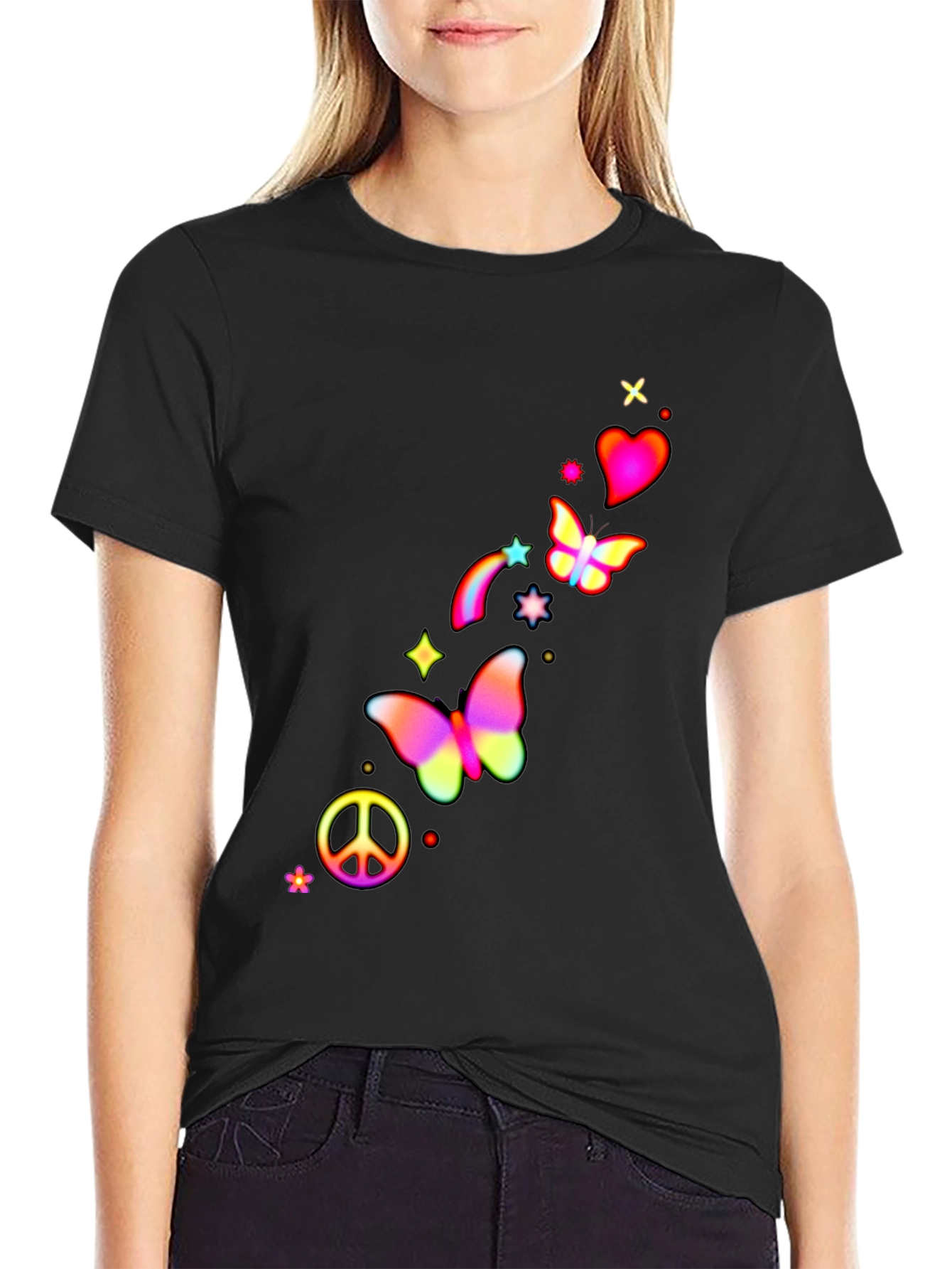 Peace Love Butterflies Mens Graphic Tee