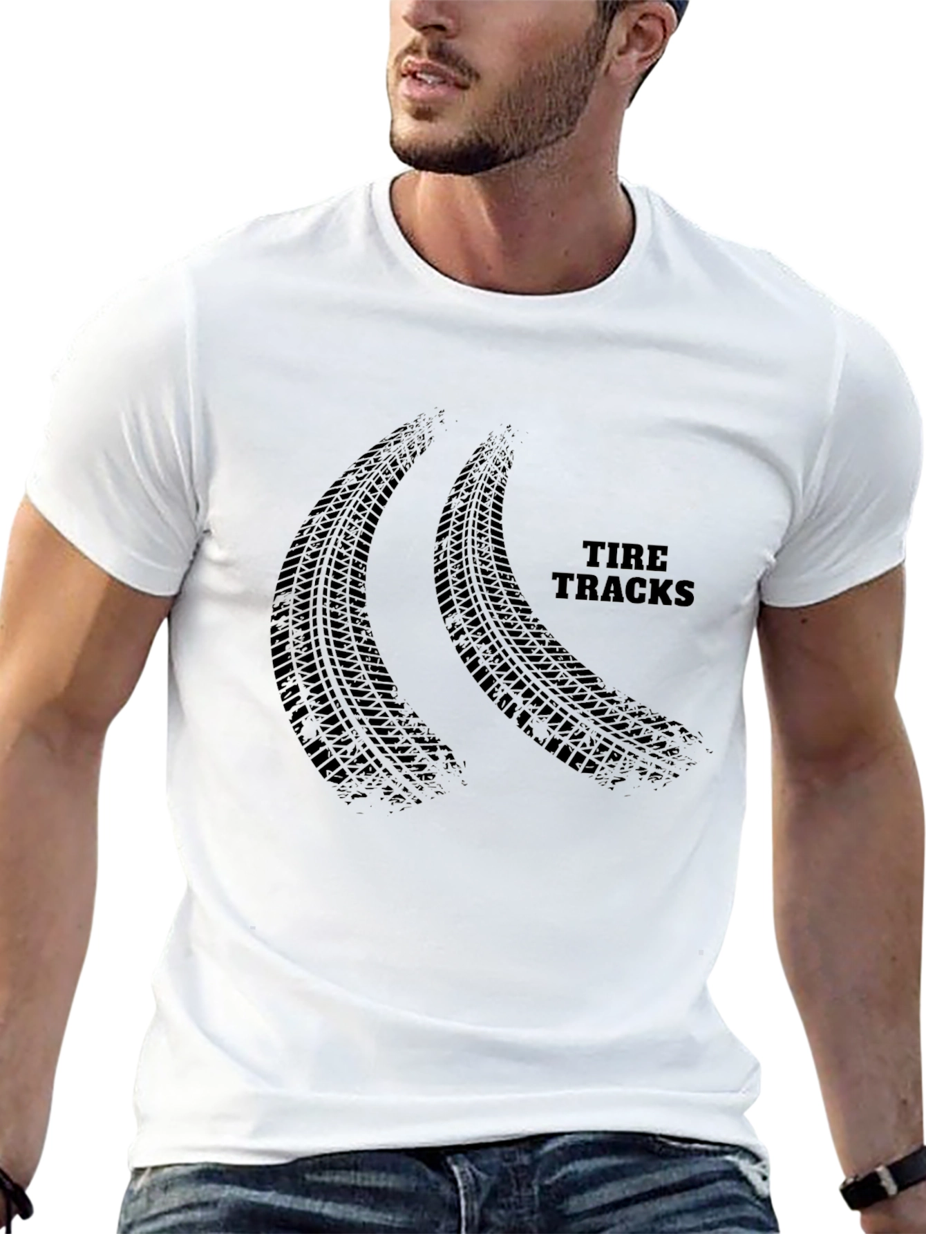 Tire Tracks Graphic Black T-Shirt