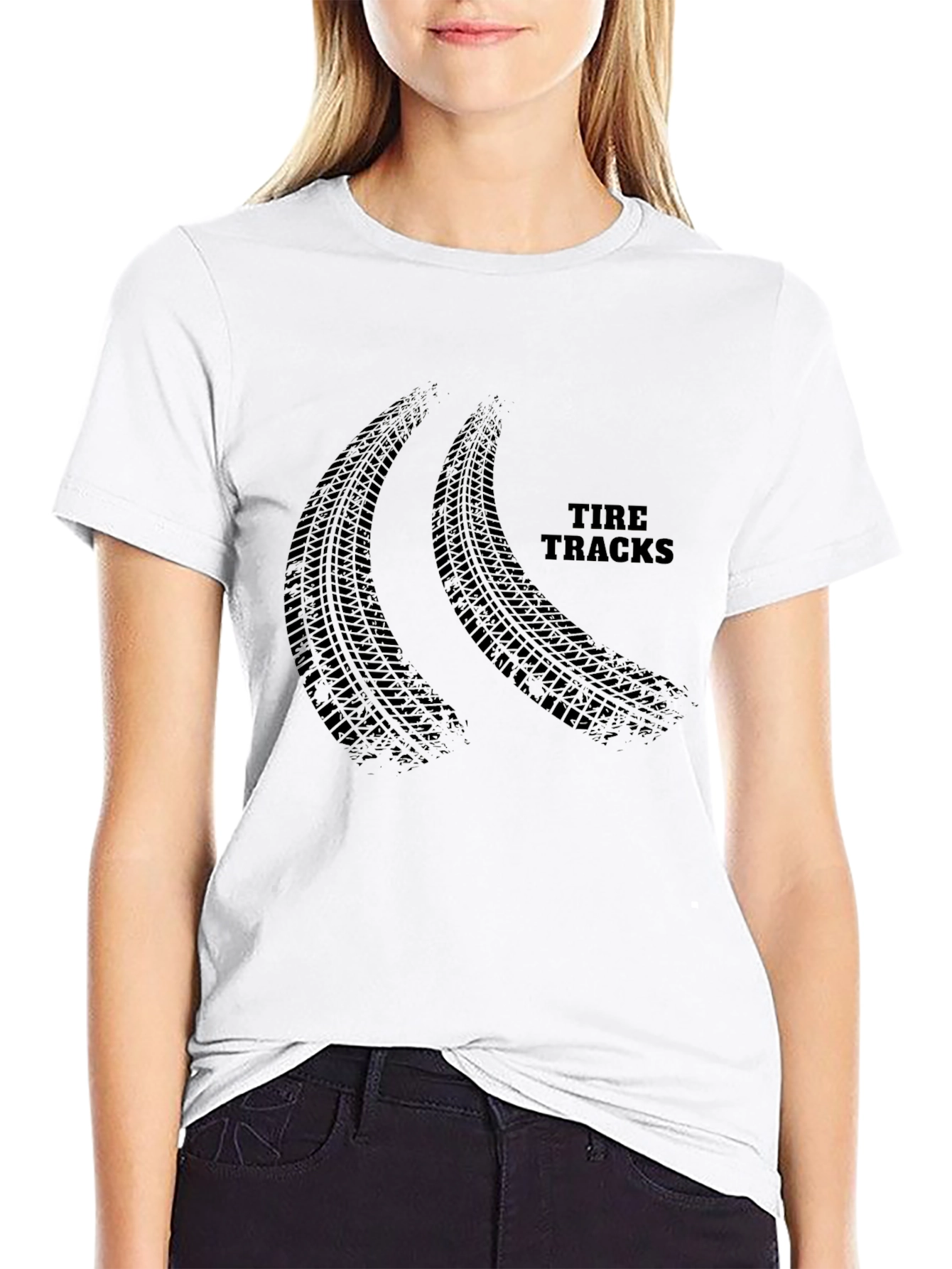 Tire Tracks Graphic Black T-Shirt