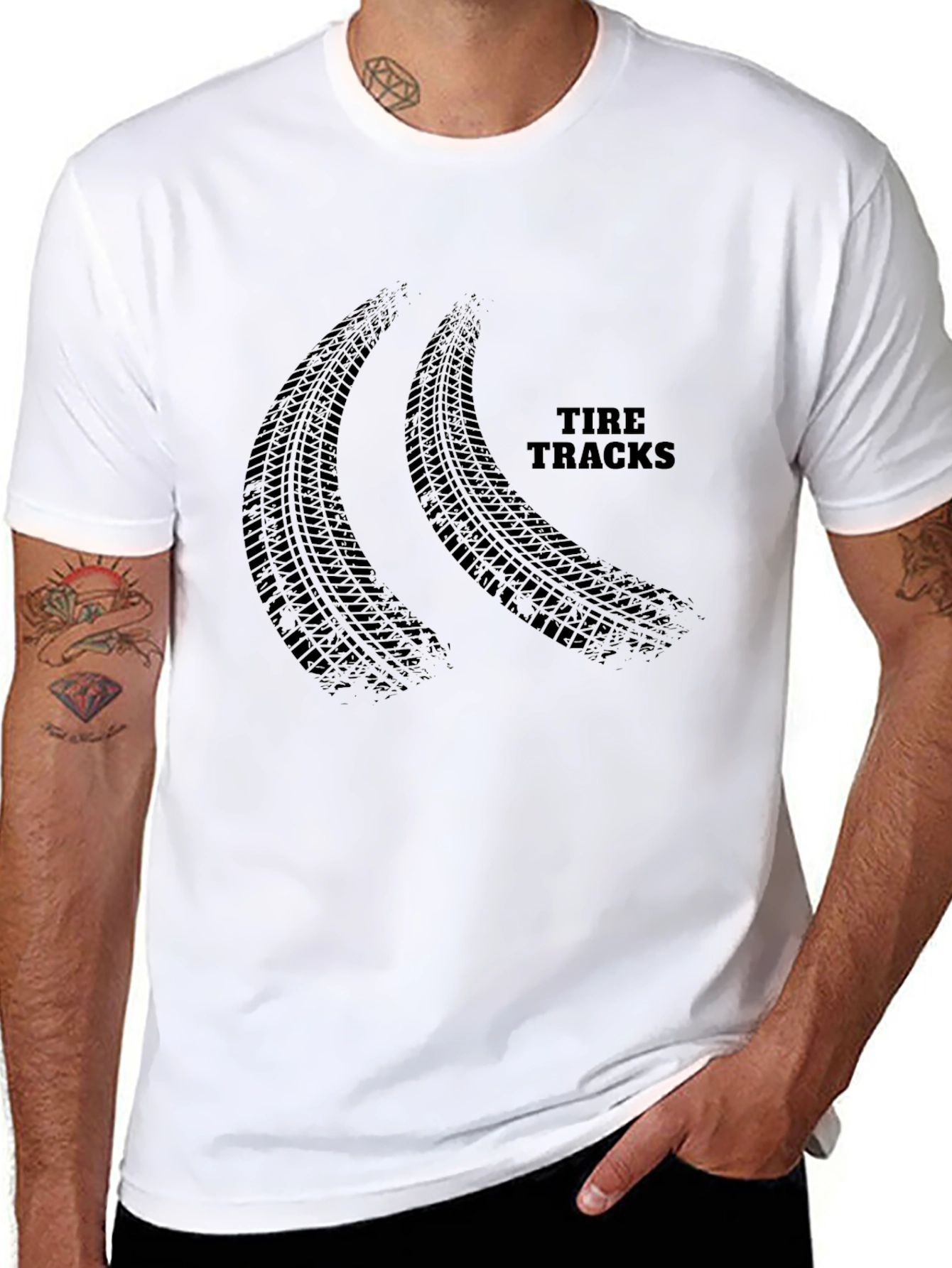 Tire Tracks Graphic Black T-Shirt