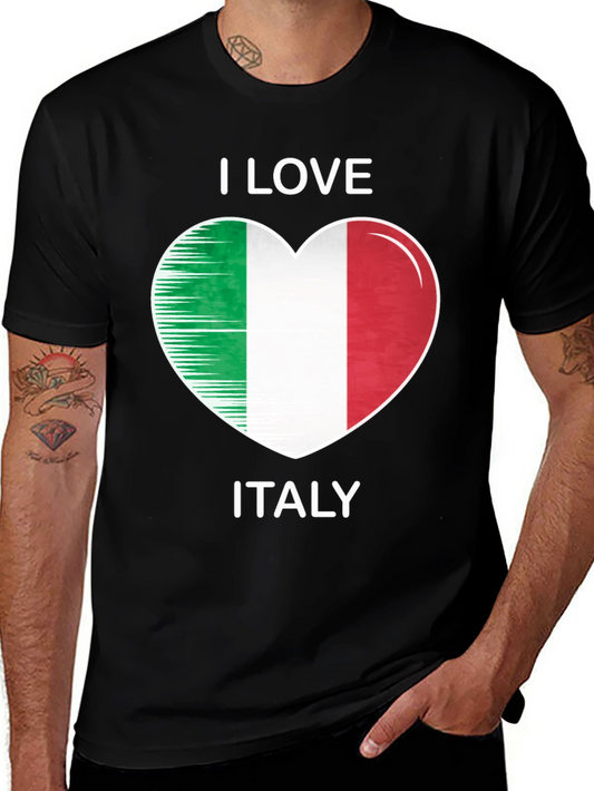 I Love Italy Heart Flag T-Shirt