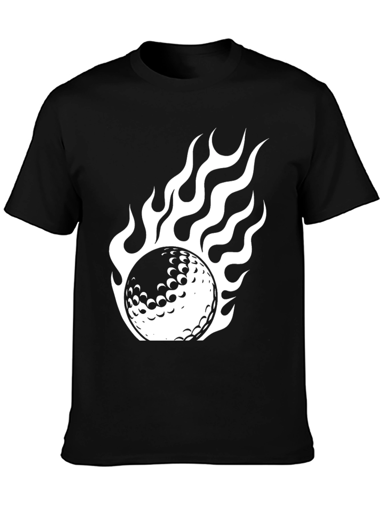 Flaming Golf Ball Graphic Tee - Sporty Style