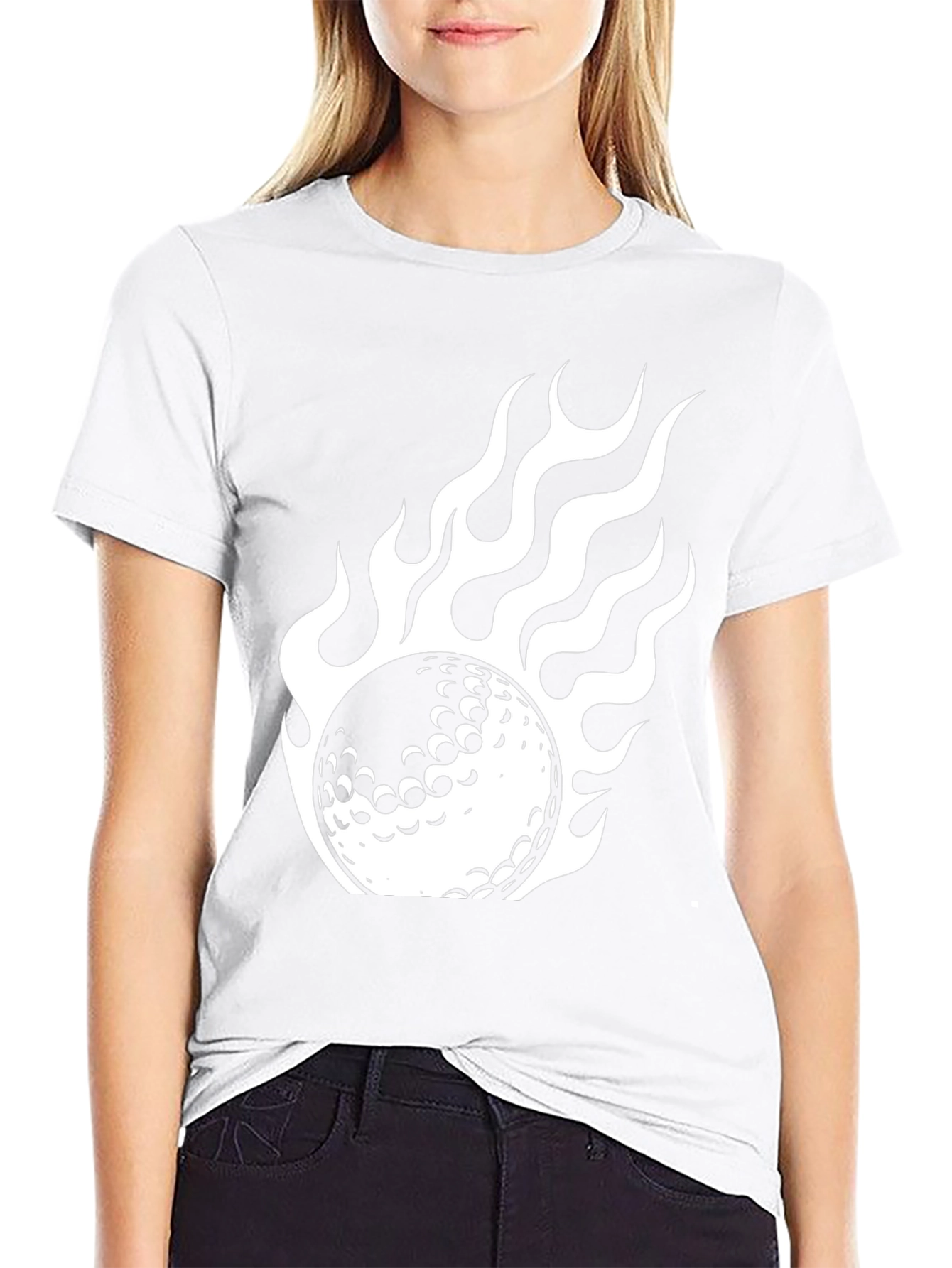 Flaming Golf Ball Graphic Tee - Sporty Style