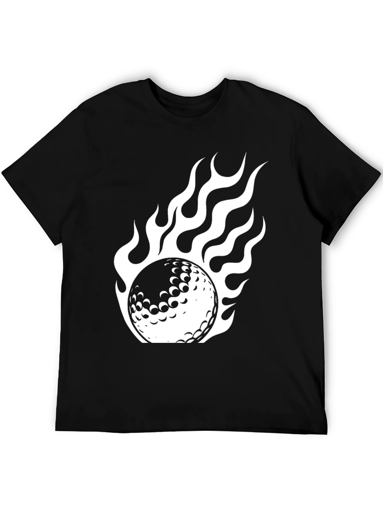 Flaming Golf Ball Graphic Tee - Sporty Style