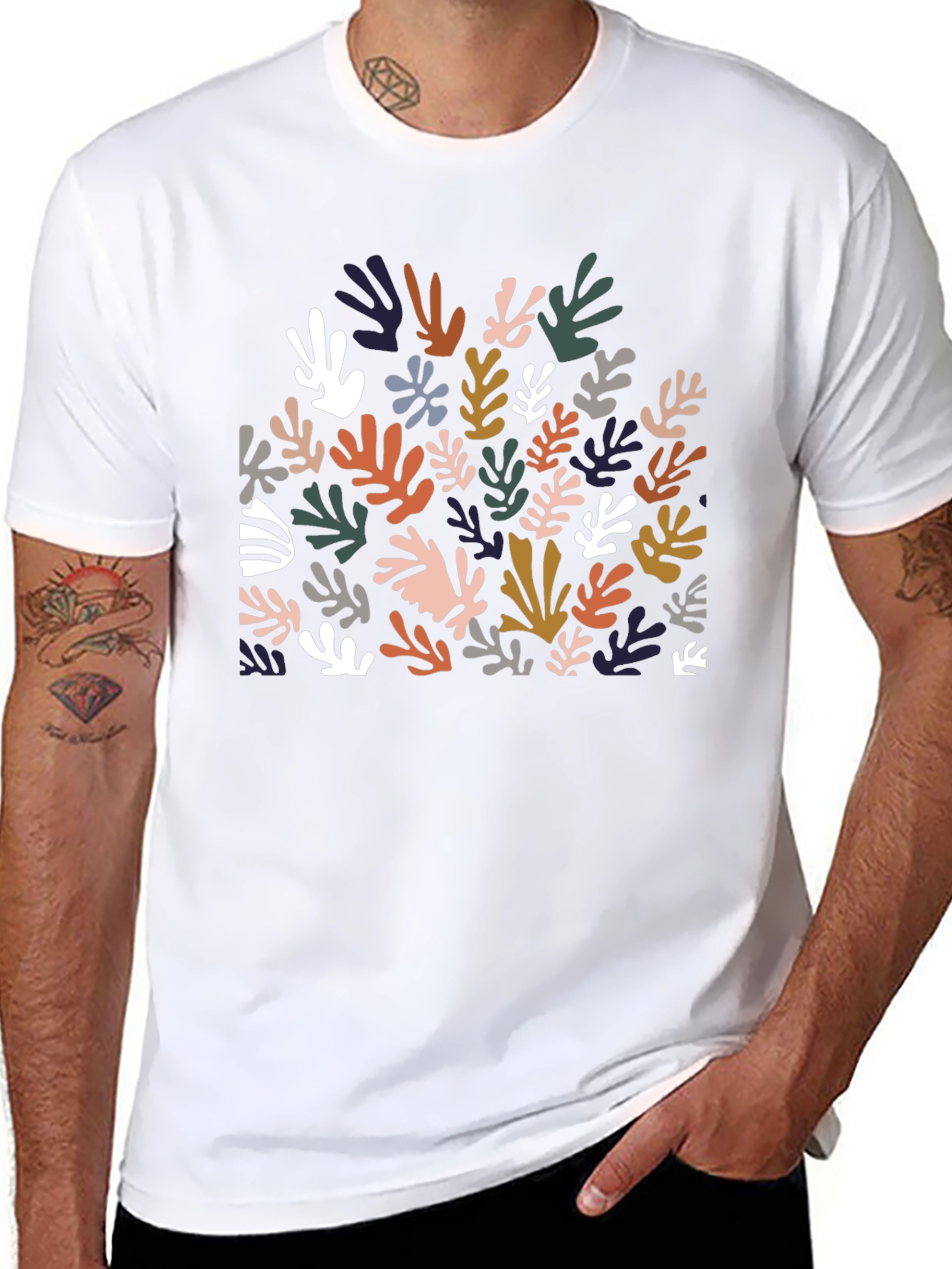 Abstract Leaves Graphic T-Shirt - Modern Style