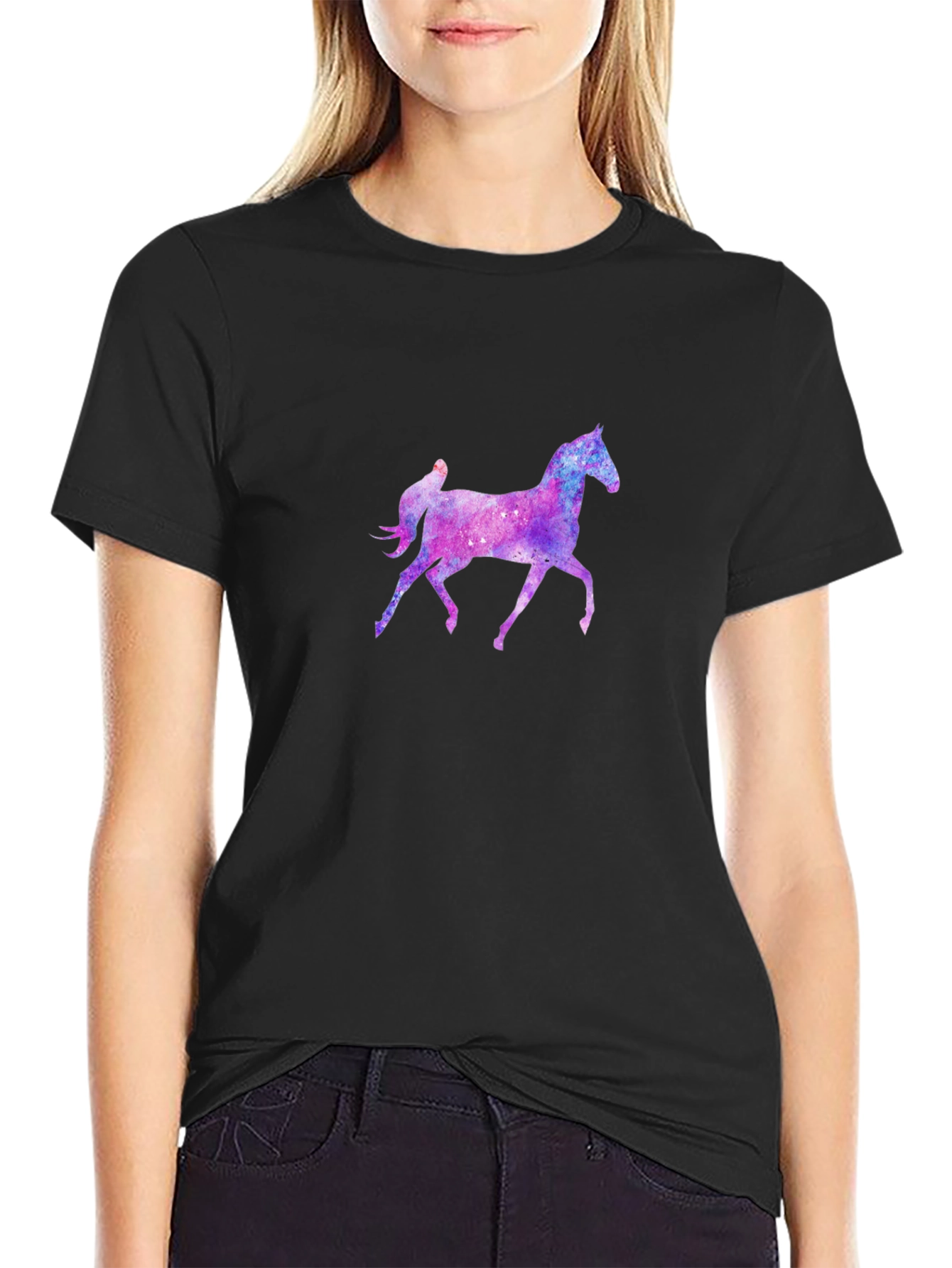 Cosmic Horse Graphic Tee - Black Unisex T-Shirt