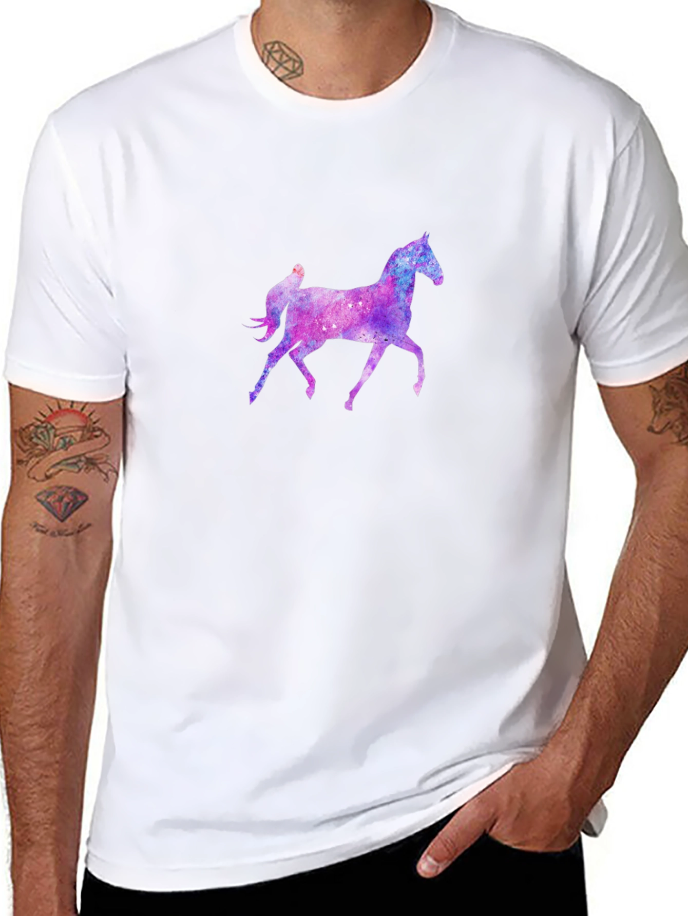Cosmic Horse Graphic Tee - Black Unisex T-Shirt