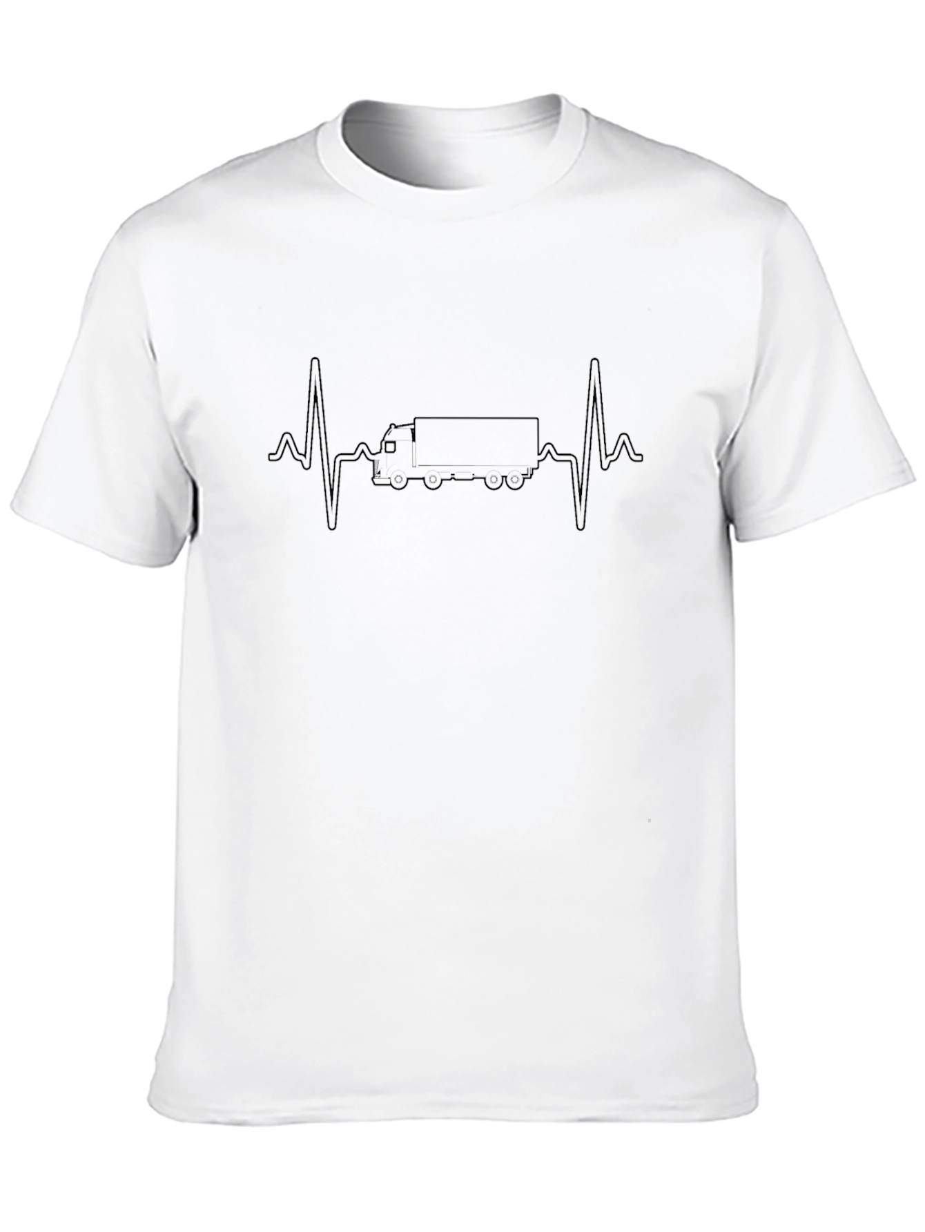 Trucker Heartbeat T-Shirt - Black Crew Neck Tee