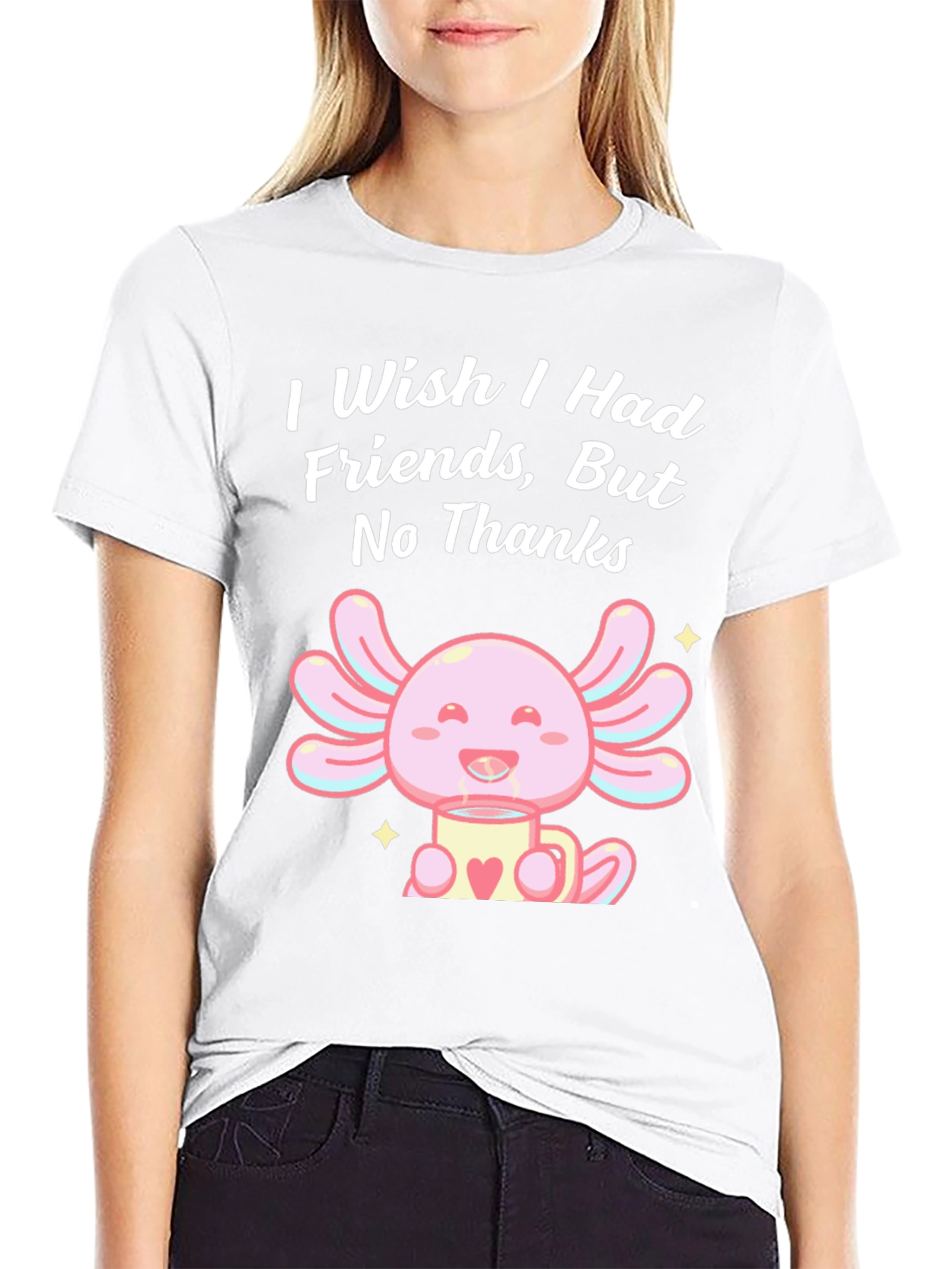 Axolotl No Friends T-Shirt Cute Graphic Tee