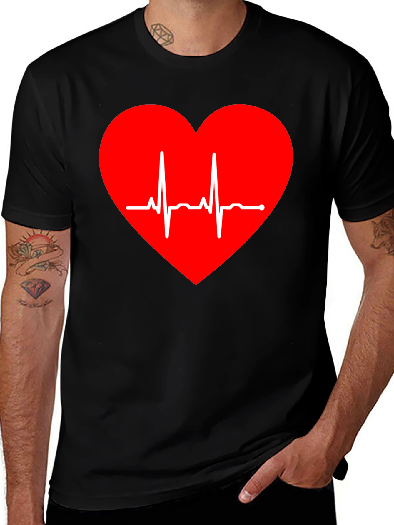 Heartbeat Heart T-Shirt - Stylish Black Tee
