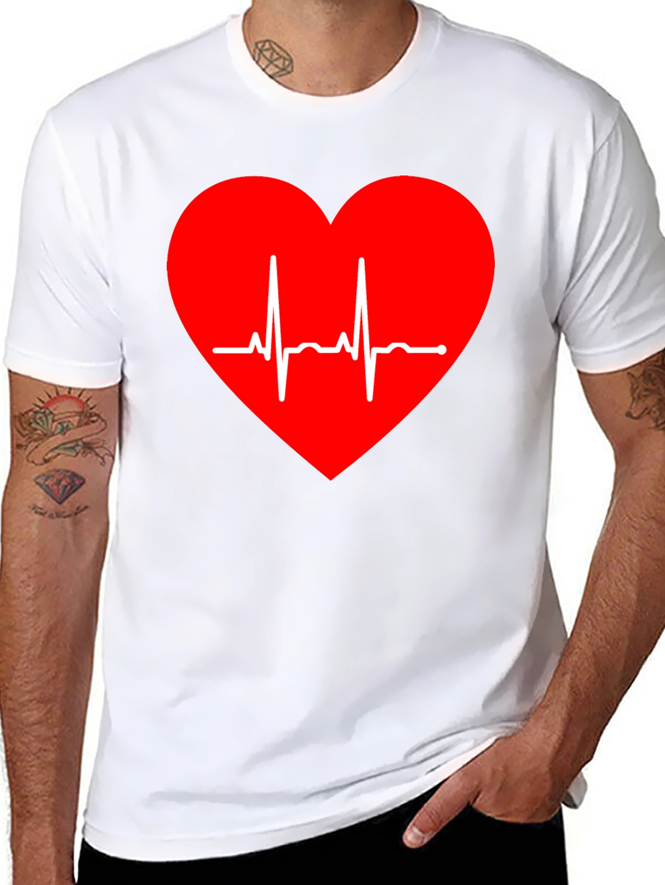 Heartbeat Heart T-Shirt - Stylish Black Tee