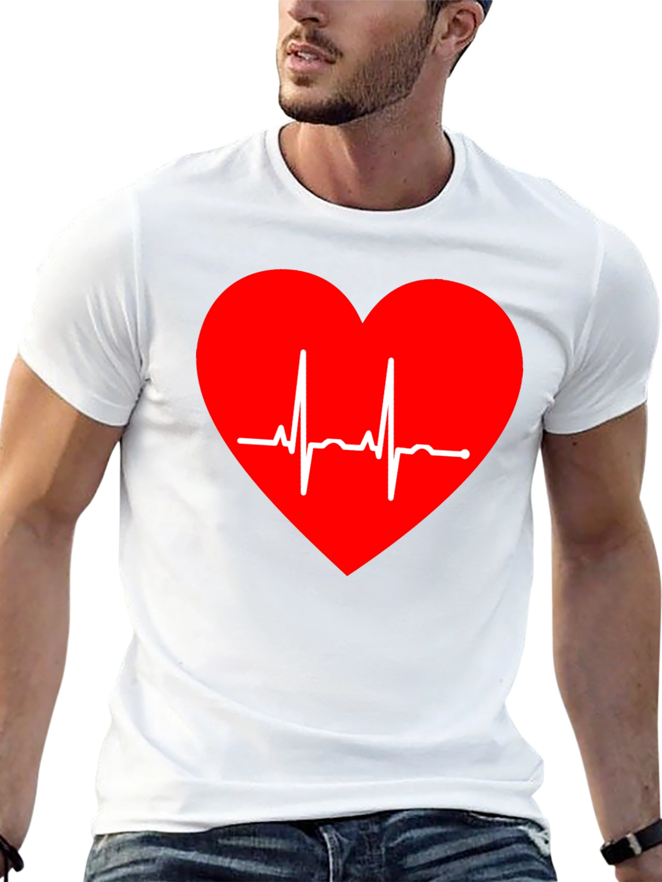 Heartbeat Heart T-Shirt - Stylish Black Tee