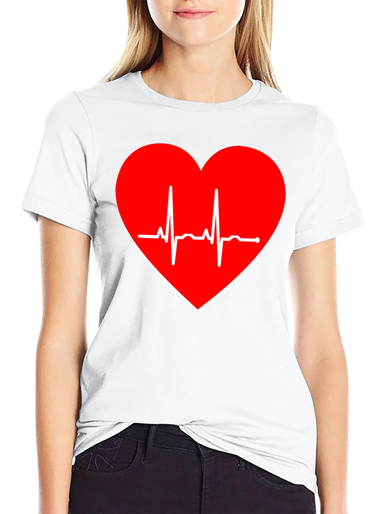Heartbeat Heart T-Shirt - Stylish Black Tee