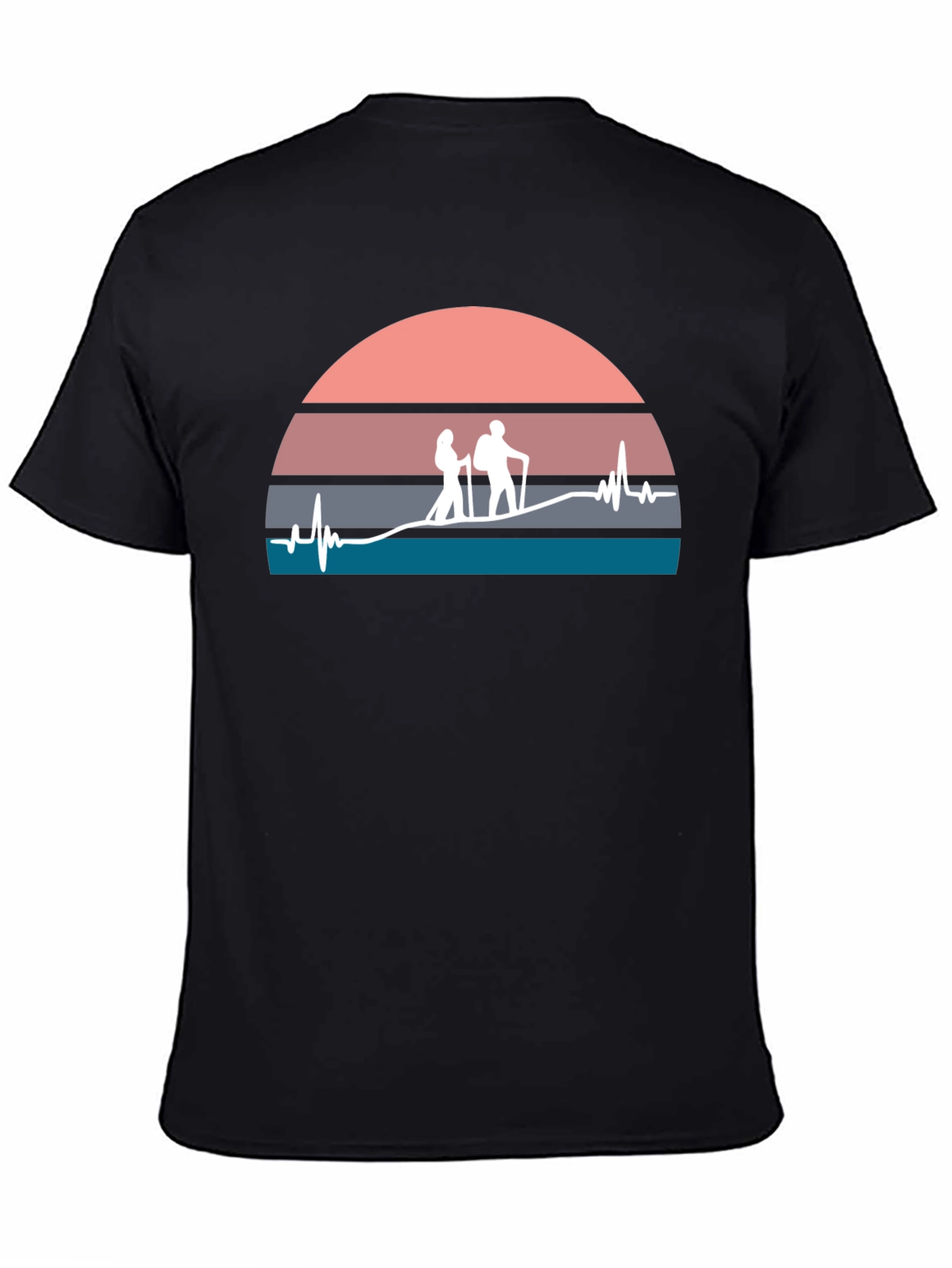 Hiking Heartbeat Graphic T-Shirt - Black