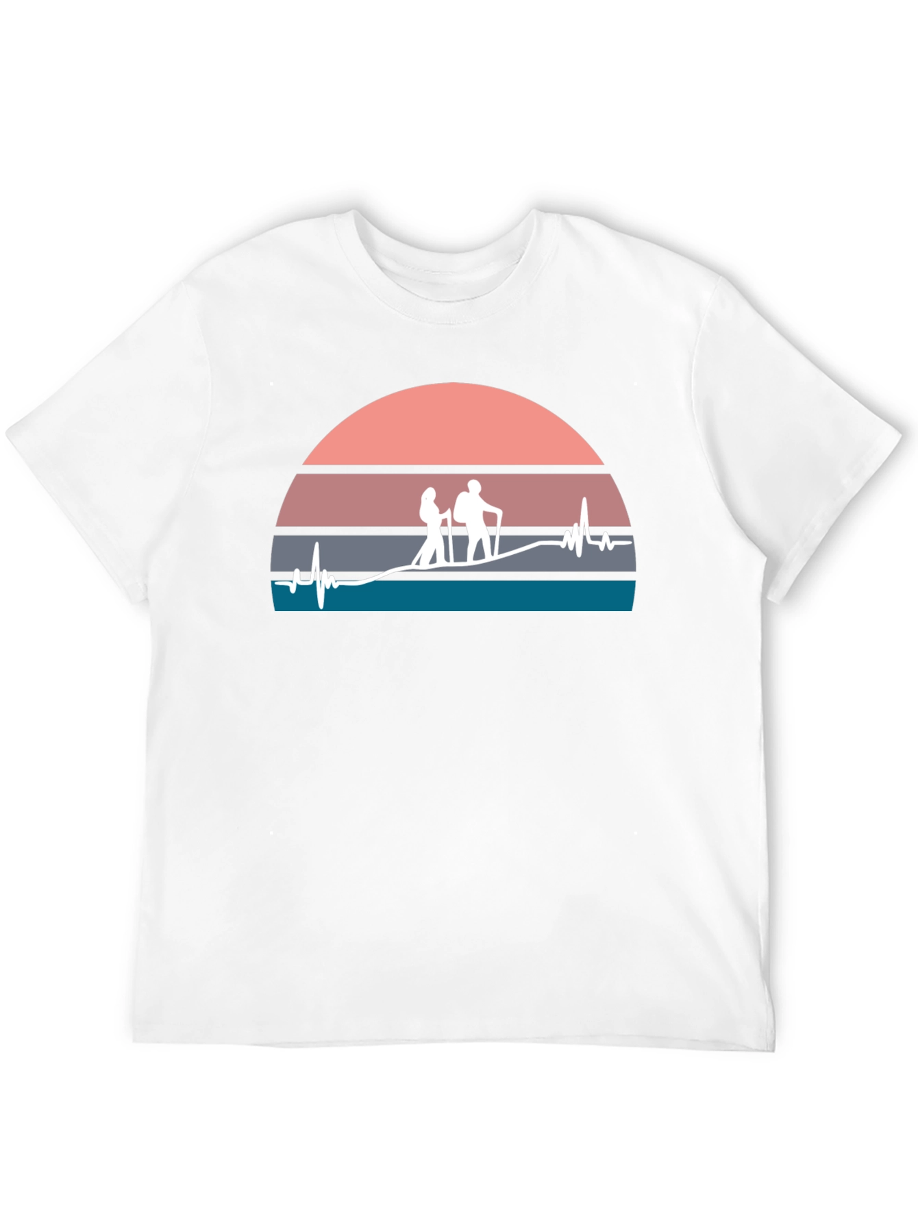 Hiking Heartbeat Graphic T-Shirt - Black
