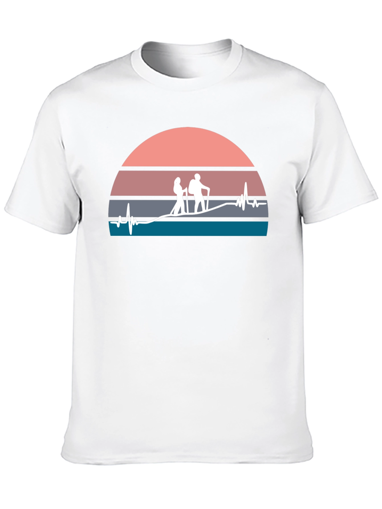 Hiking Heartbeat Graphic T-Shirt - Black