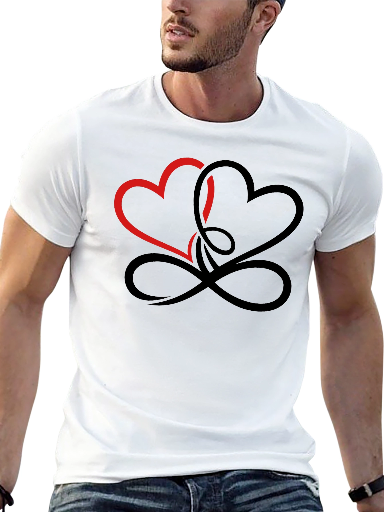 Intertwined Hearts Graphic Black T-Shirt