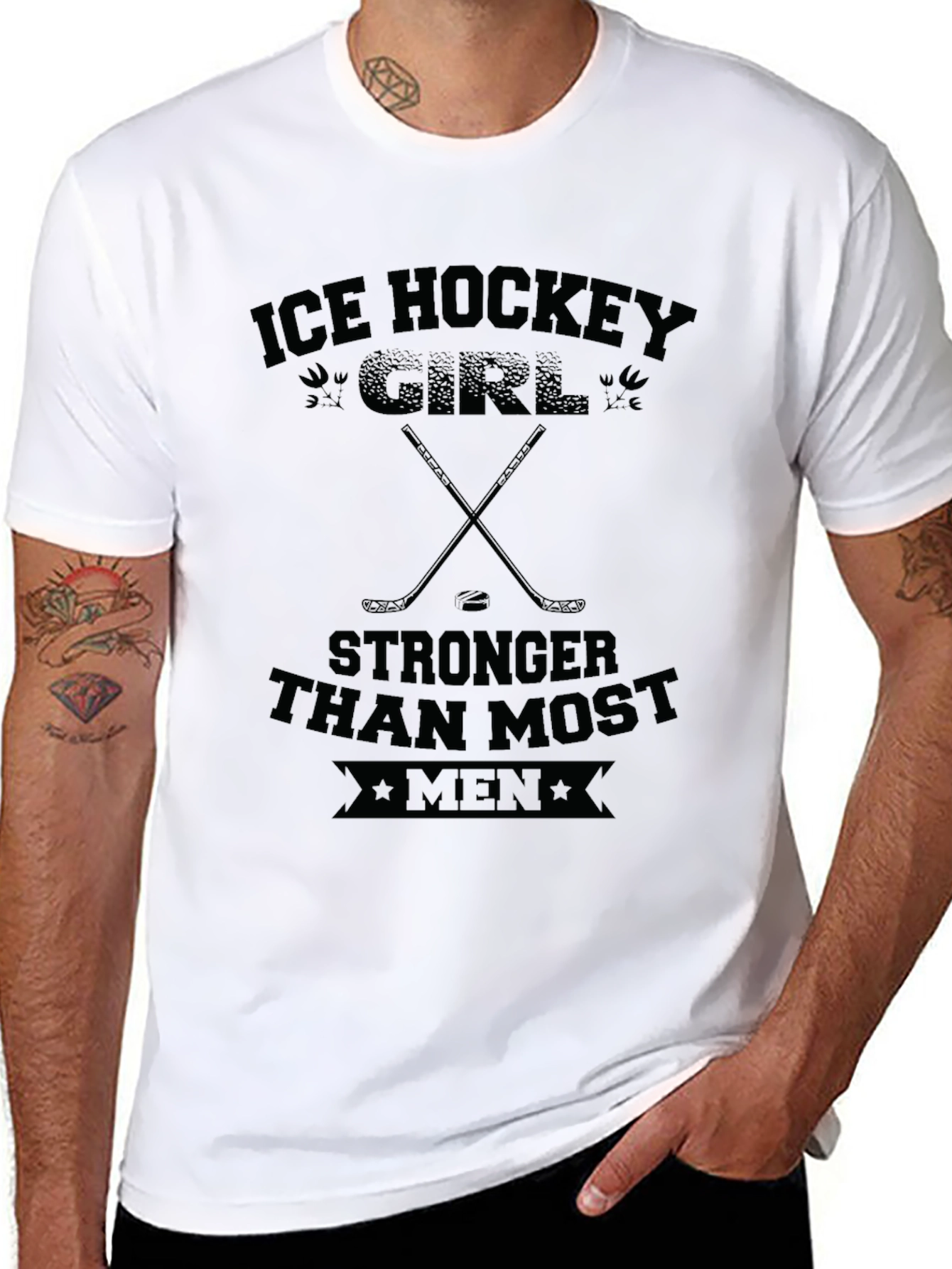 Ice Hockey Girl T-Shirt - Stronger Than Most Men