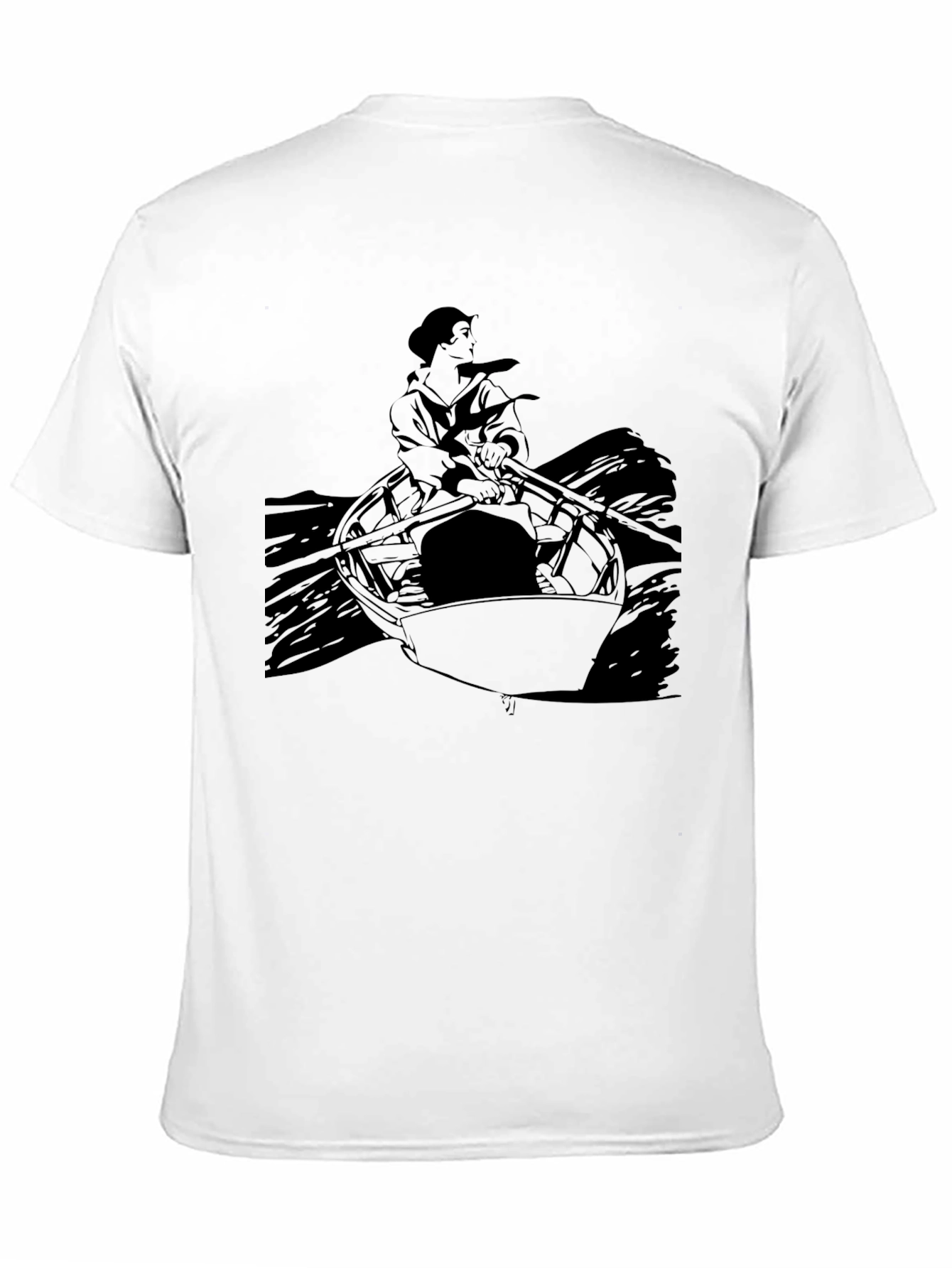 Rowing Boat Graphic Tee - Solid Black Shirt