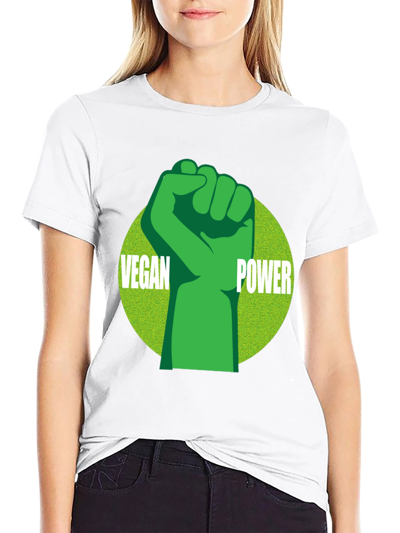 Vegan Power T-Shirt - Green Fist Graphic Tee