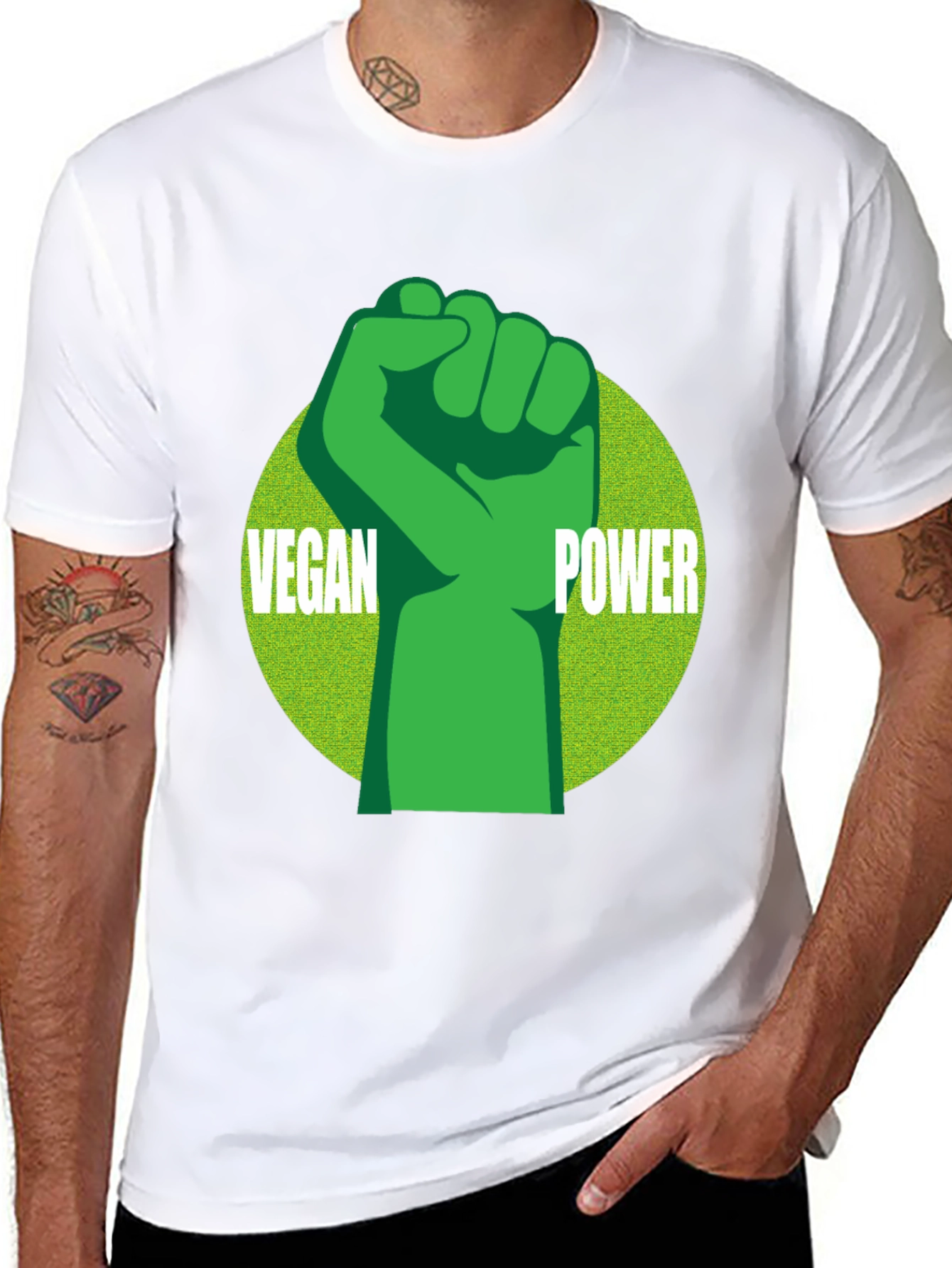 Vegan Power T-Shirt - Green Fist Graphic Tee