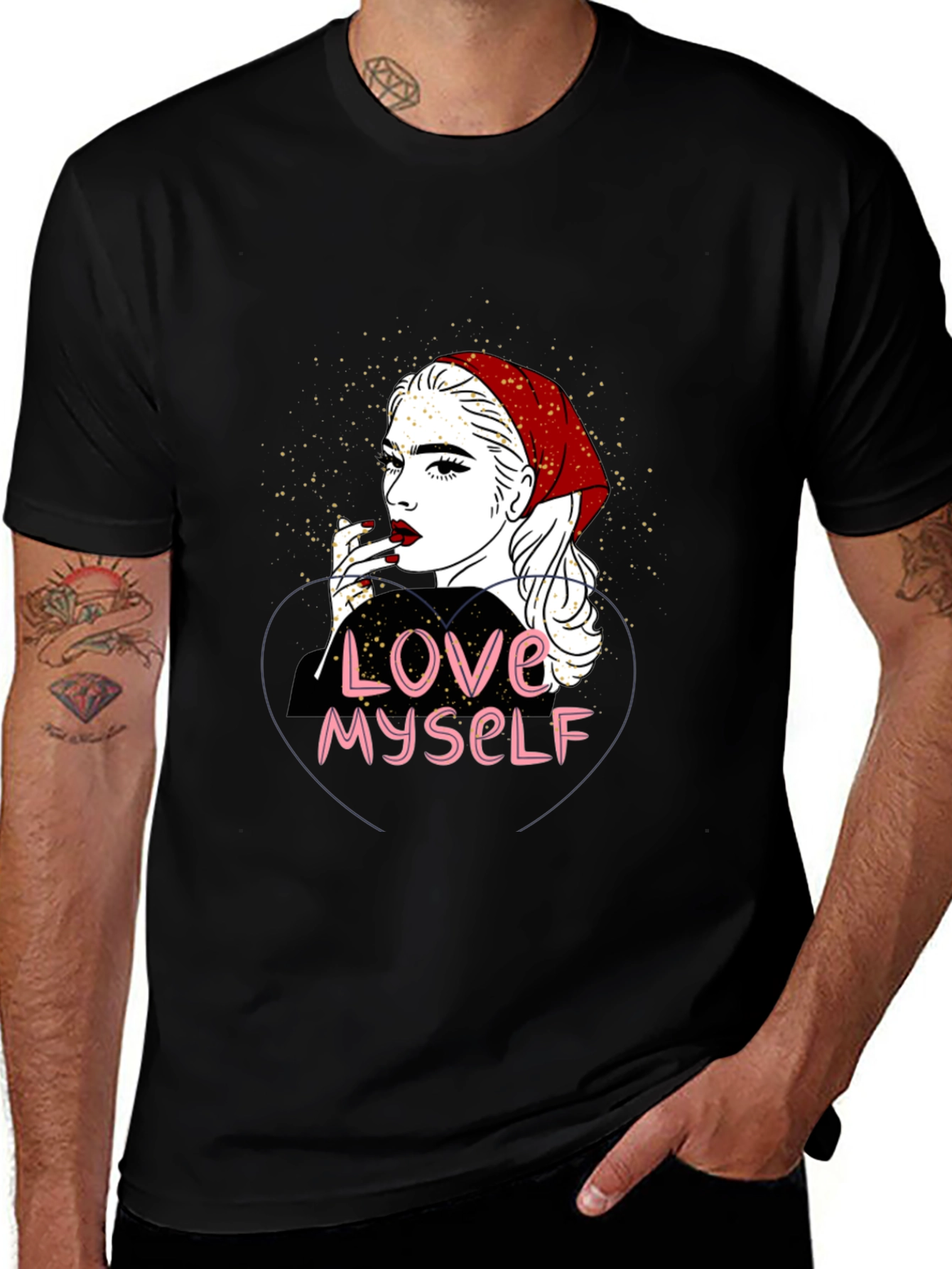 Love Myself Graphic Tee - Black Cotton T-Shirt