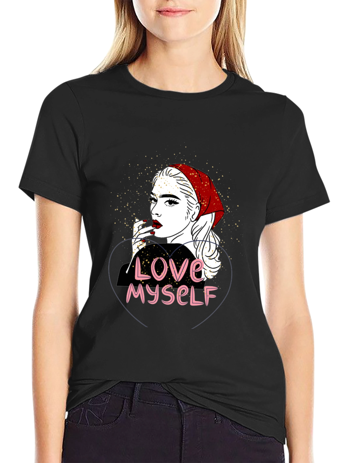Love Myself Graphic Tee - Black Cotton T-Shirt