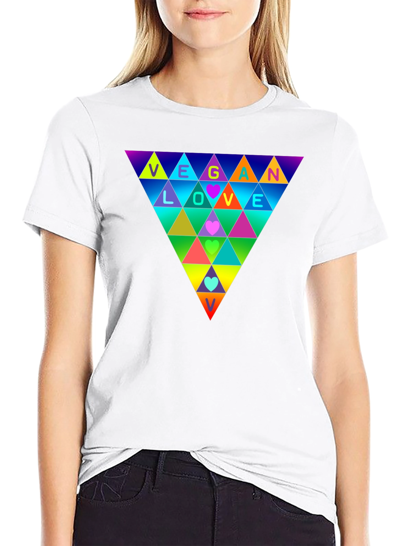 Vegan Love Rainbow Triangle T-Shirt