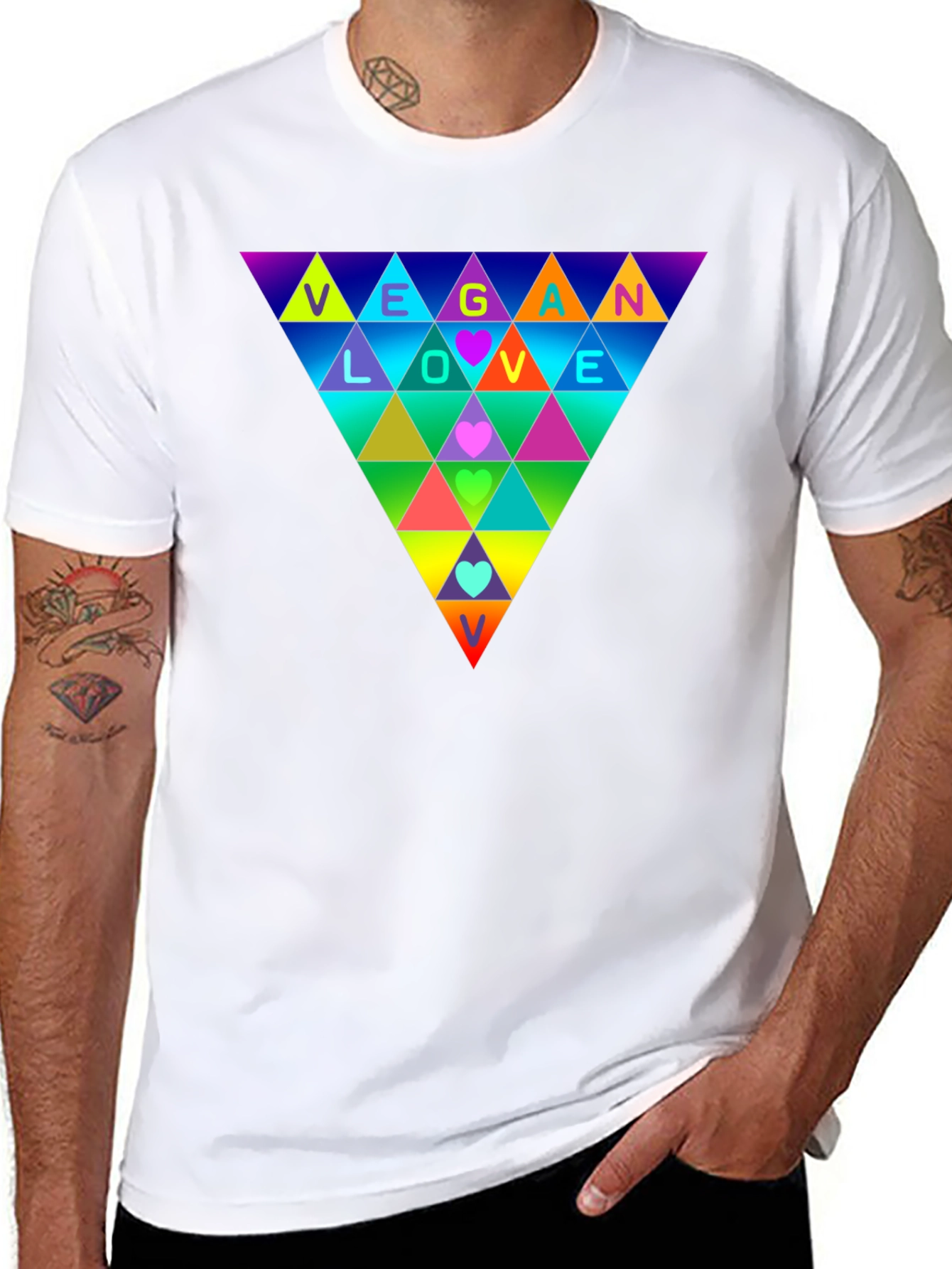 Vegan Love Rainbow Triangle T-Shirt