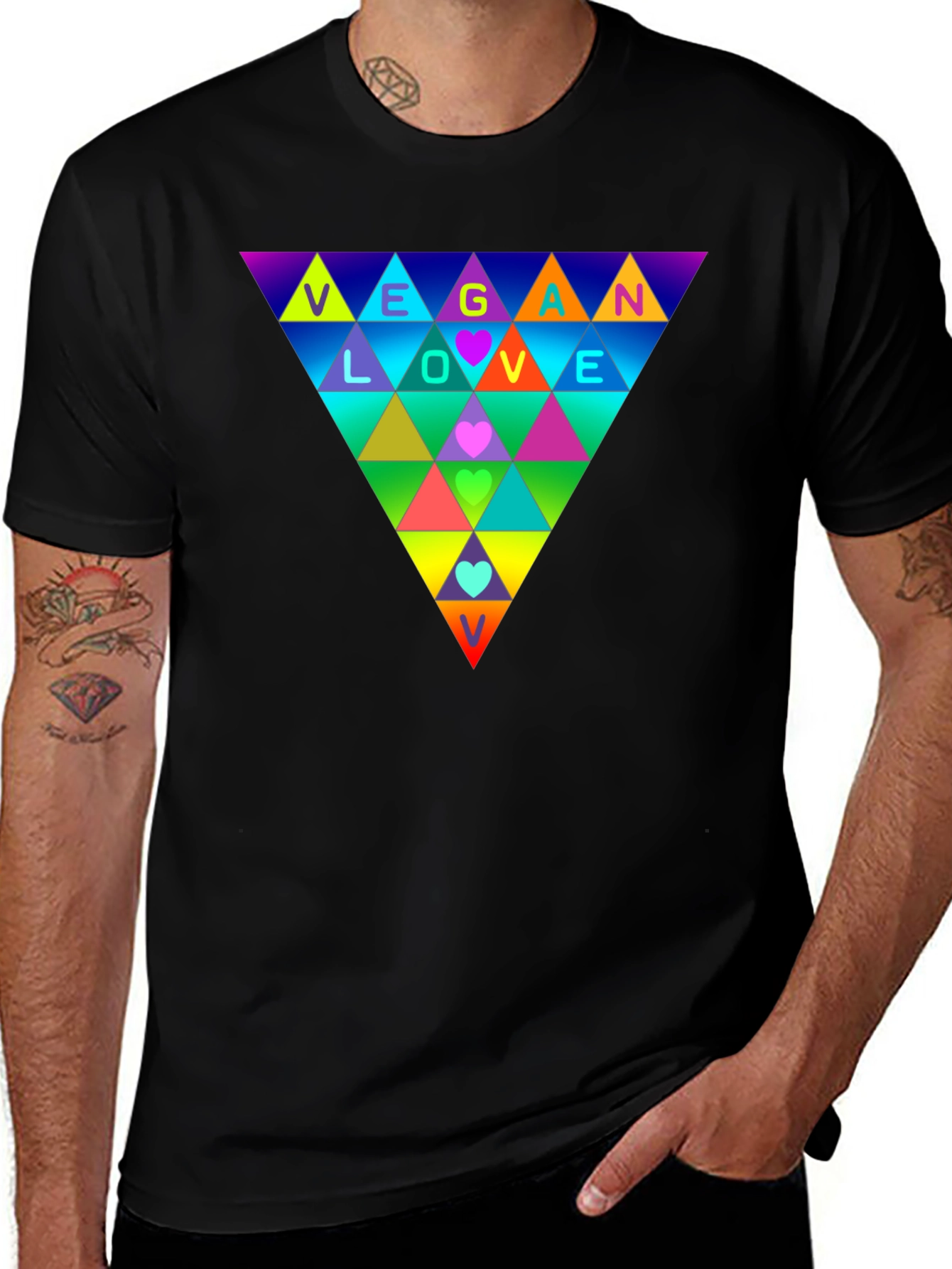 Vegan Love Rainbow Triangle T-Shirt