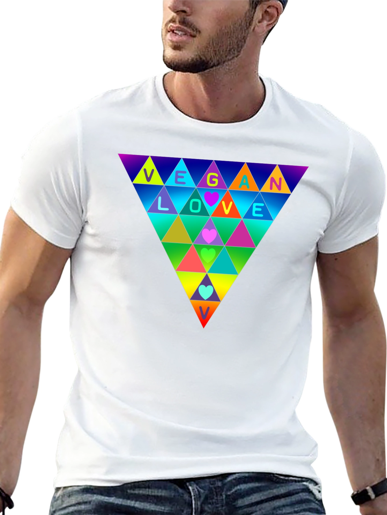 Vegan Love Rainbow Triangle T-Shirt