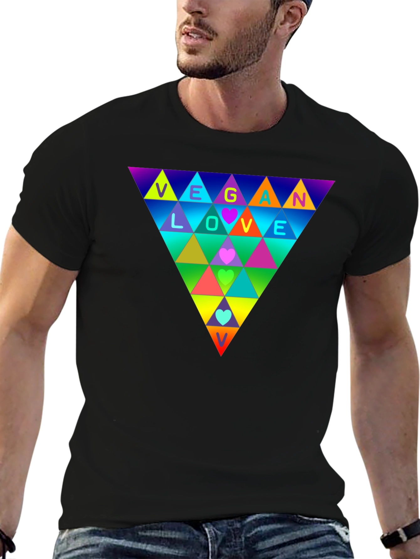 Vegan Love Rainbow Triangle T-Shirt