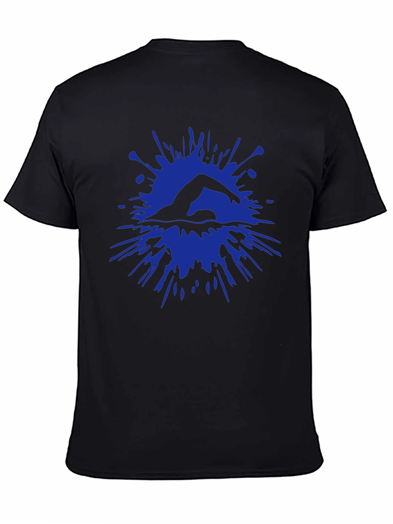 Swimmer Splash Graphic Tee - Black Cotton T-Shirt