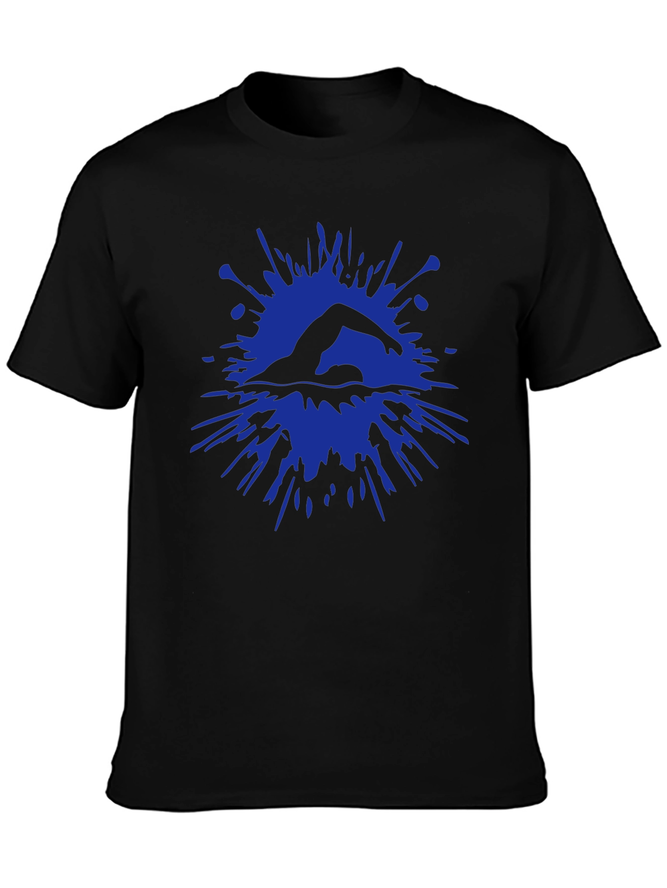 Swimmer Splash Graphic Tee - Black Cotton T-Shirt