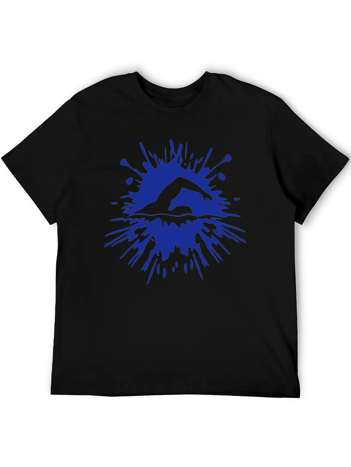 Swimmer Splash Graphic Tee - Black Cotton T-Shirt