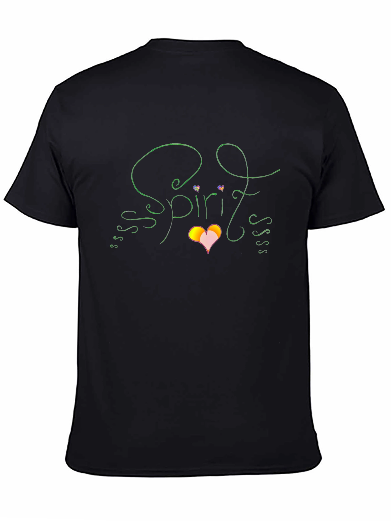 Spirit Graphic T-Shirt Heart Design Black Cotton Tee