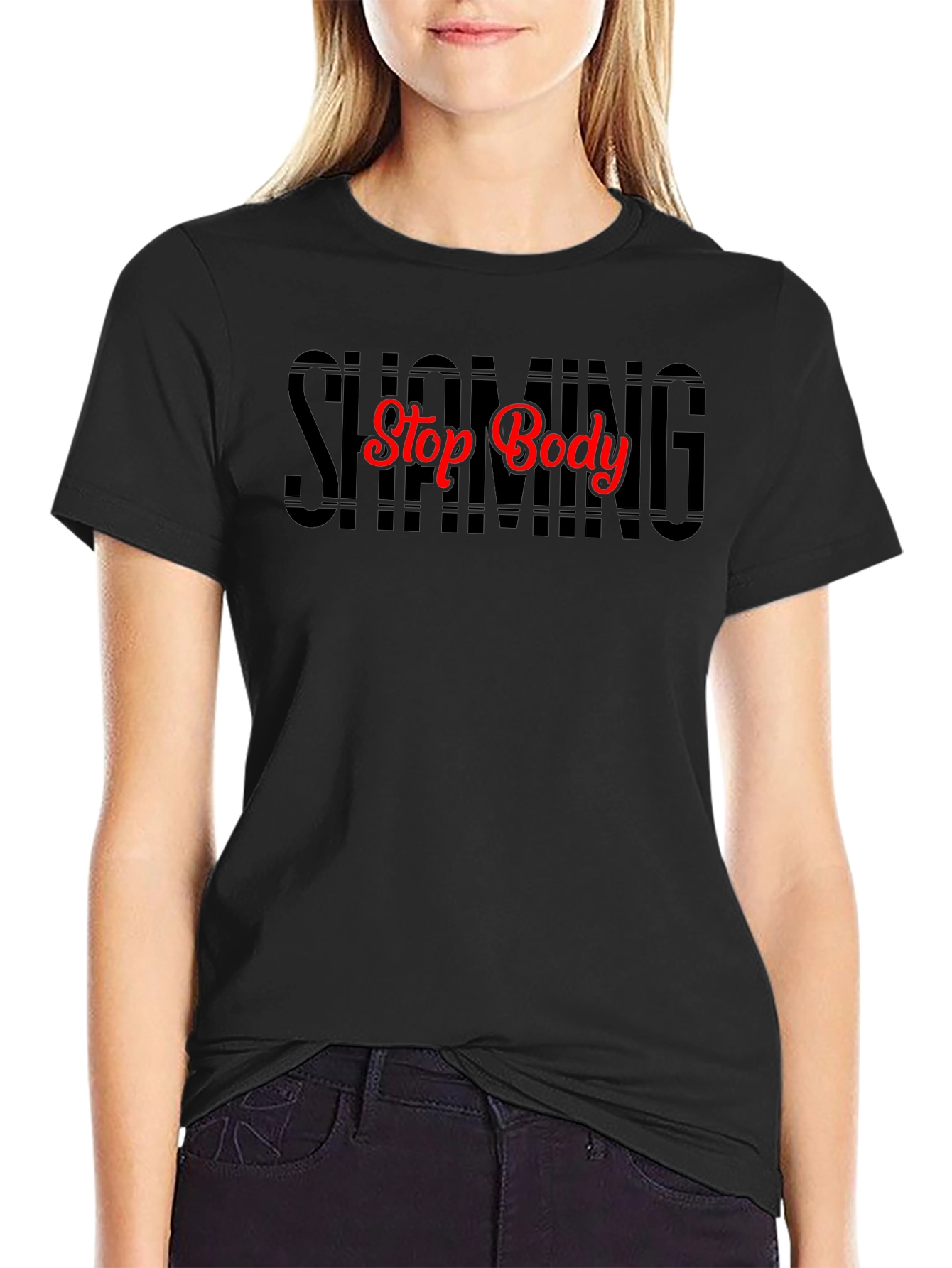 Stop Body Shaming Graphic Tee - Black