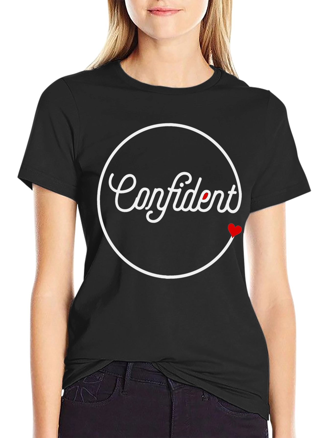 Confident Heart Graphic Black T-Shirt