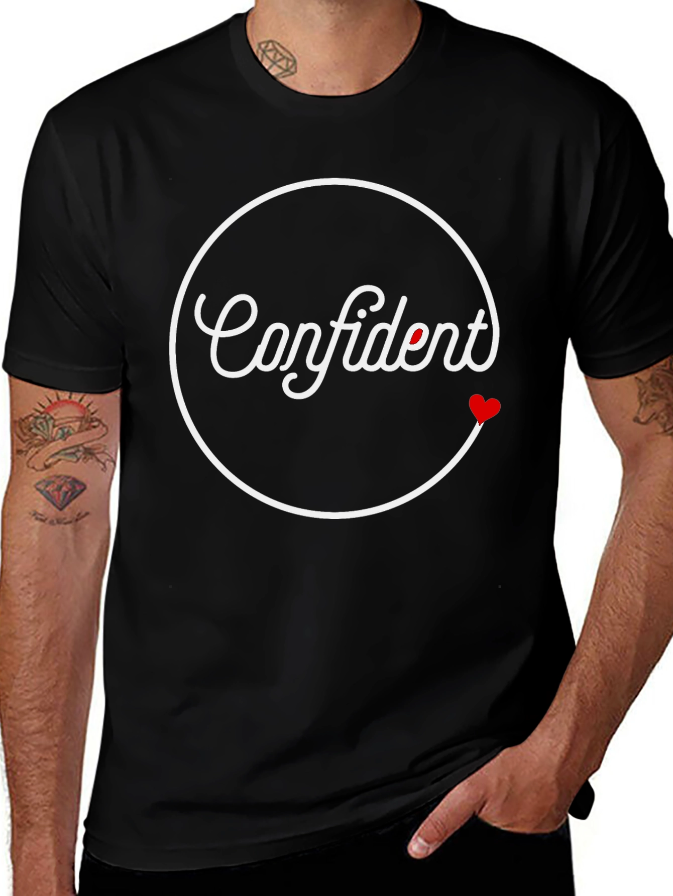 Confident Heart Graphic Black T-Shirt