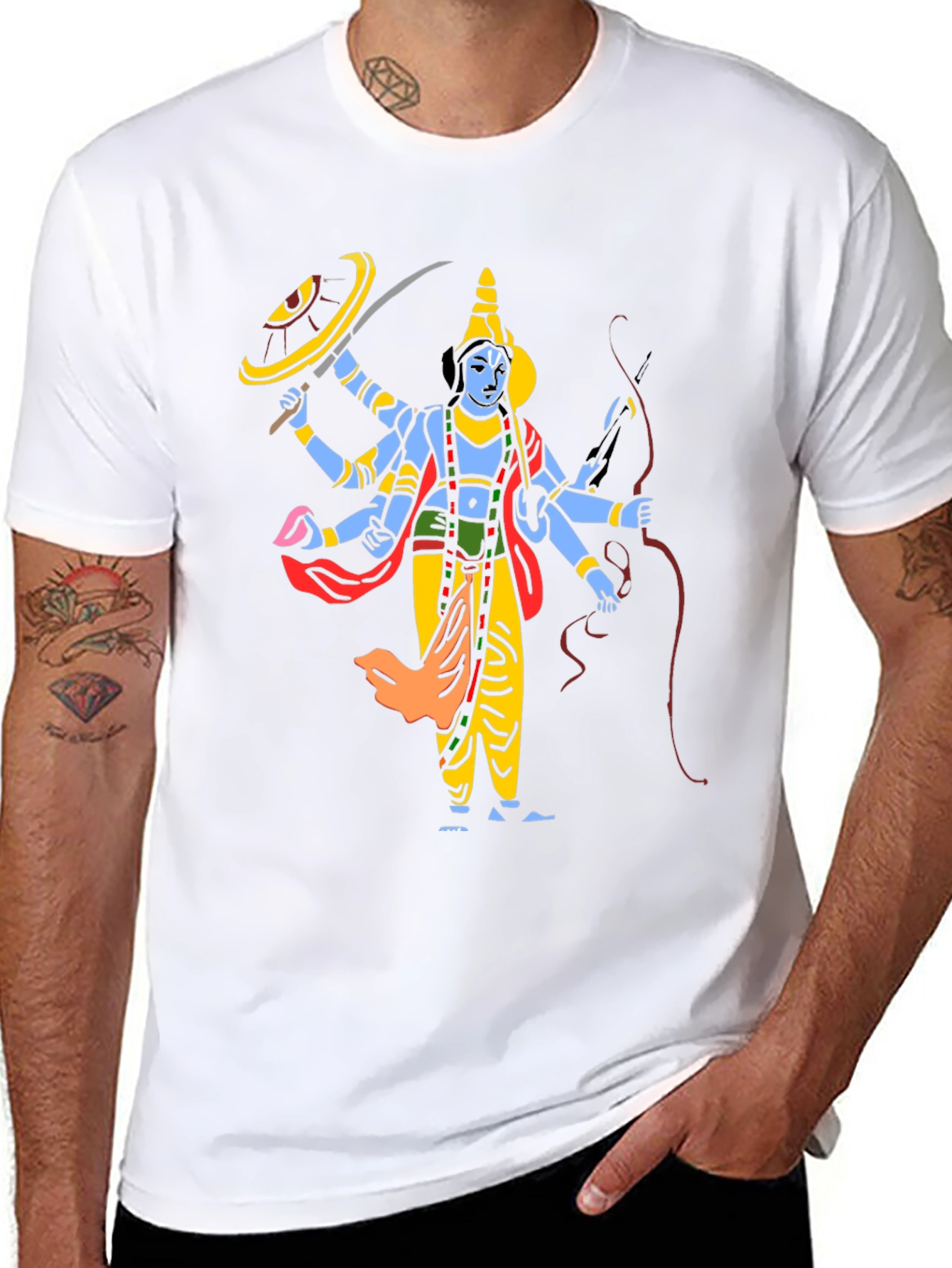 Krishna Graphic Print Black T-Shirt