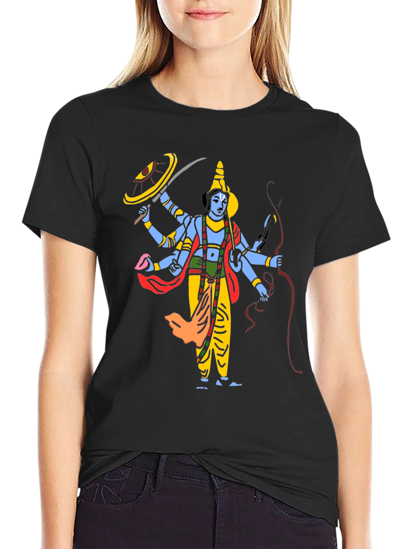 Krishna Graphic Print Black T-Shirt