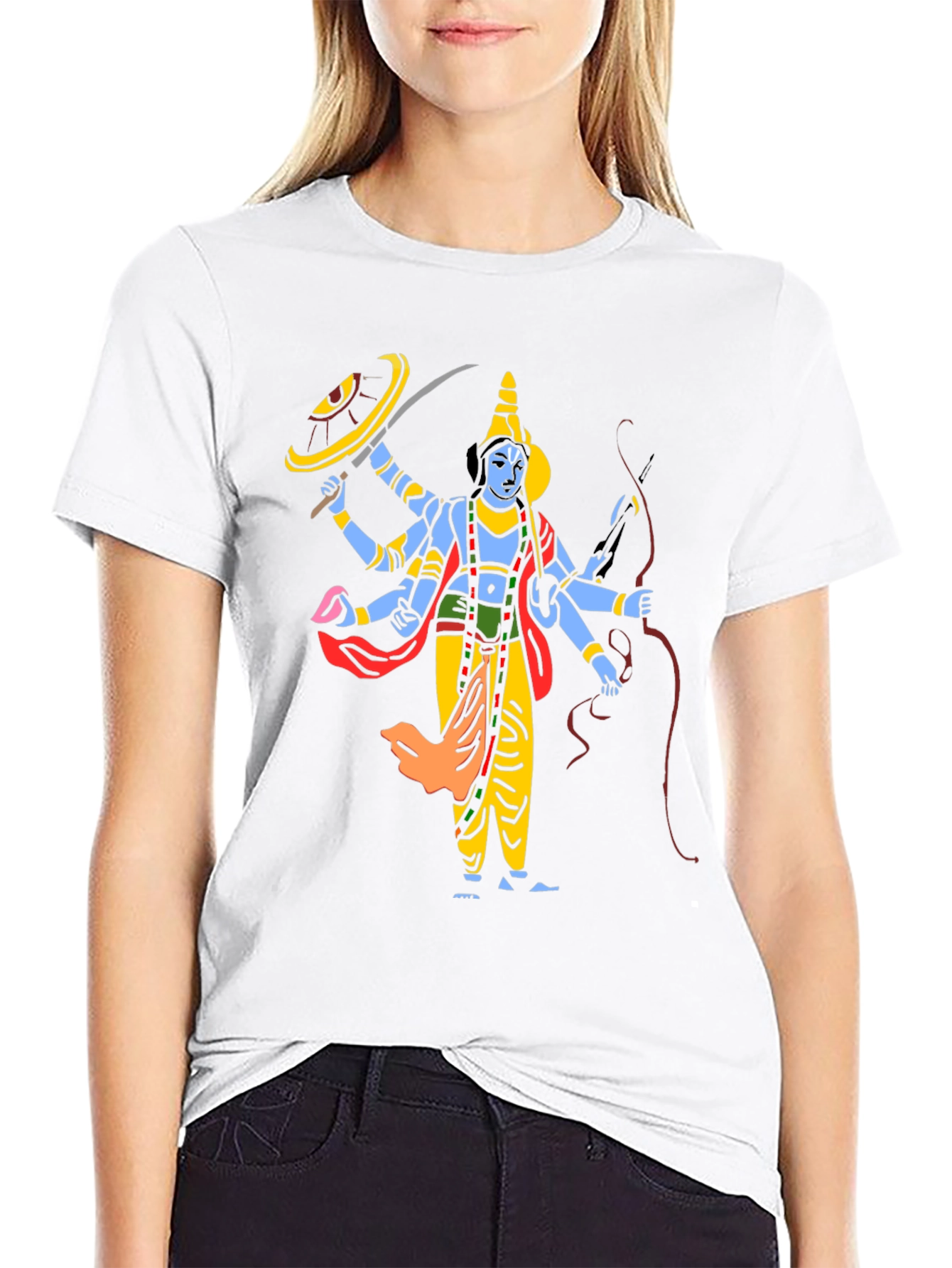 Krishna Graphic Print Black T-Shirt