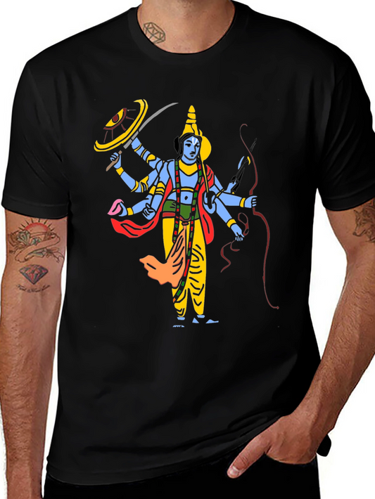 Krishna Graphic Print Black T-Shirt