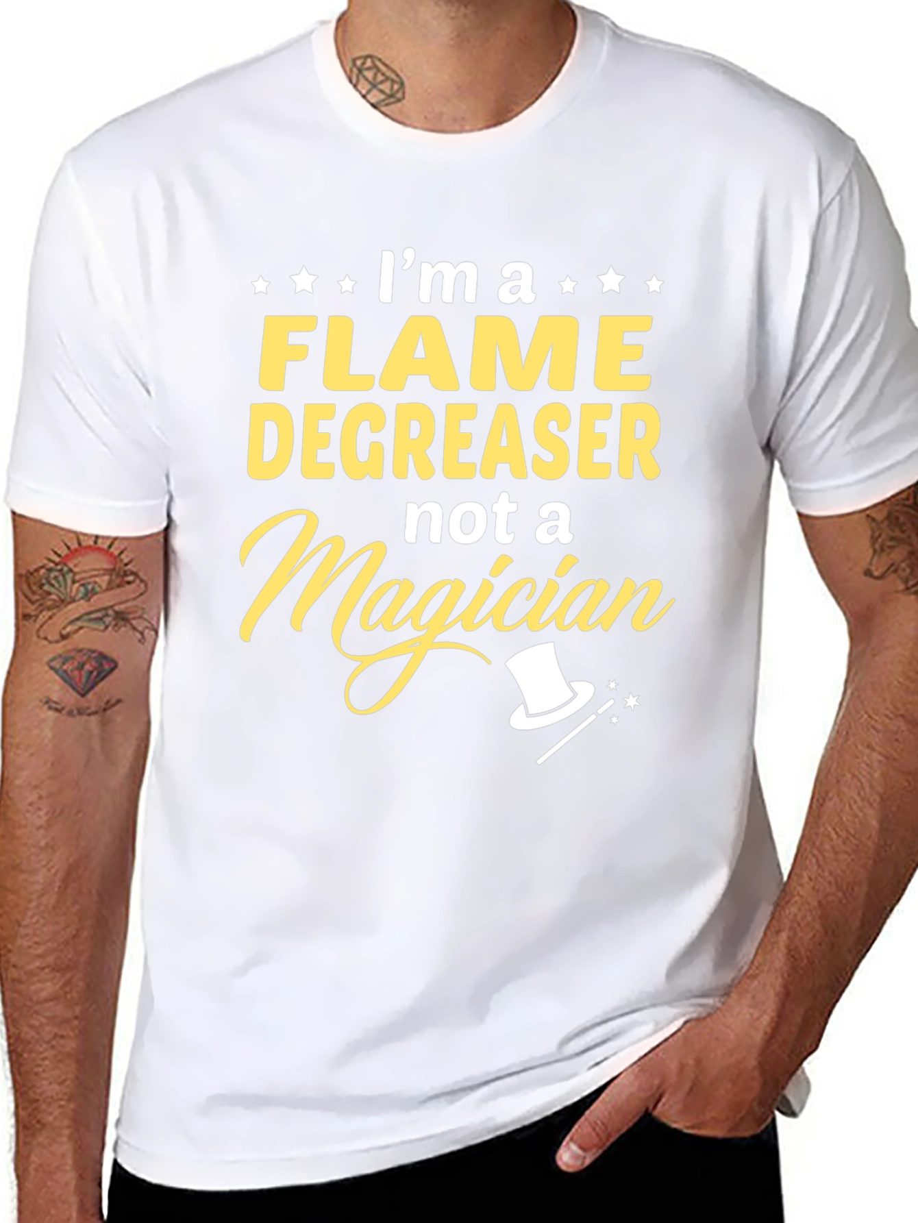 Flame Degreaser T-Shirt - Not a Magician Funny Tee