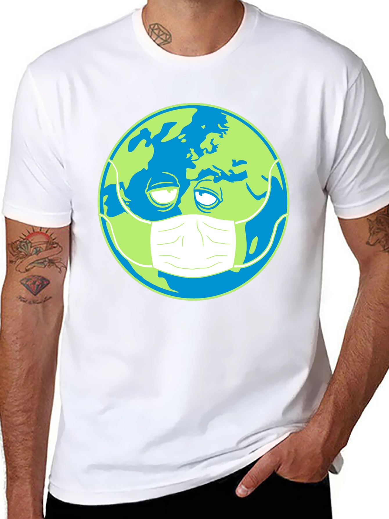 Earth Wearing Mask Graphic Tee