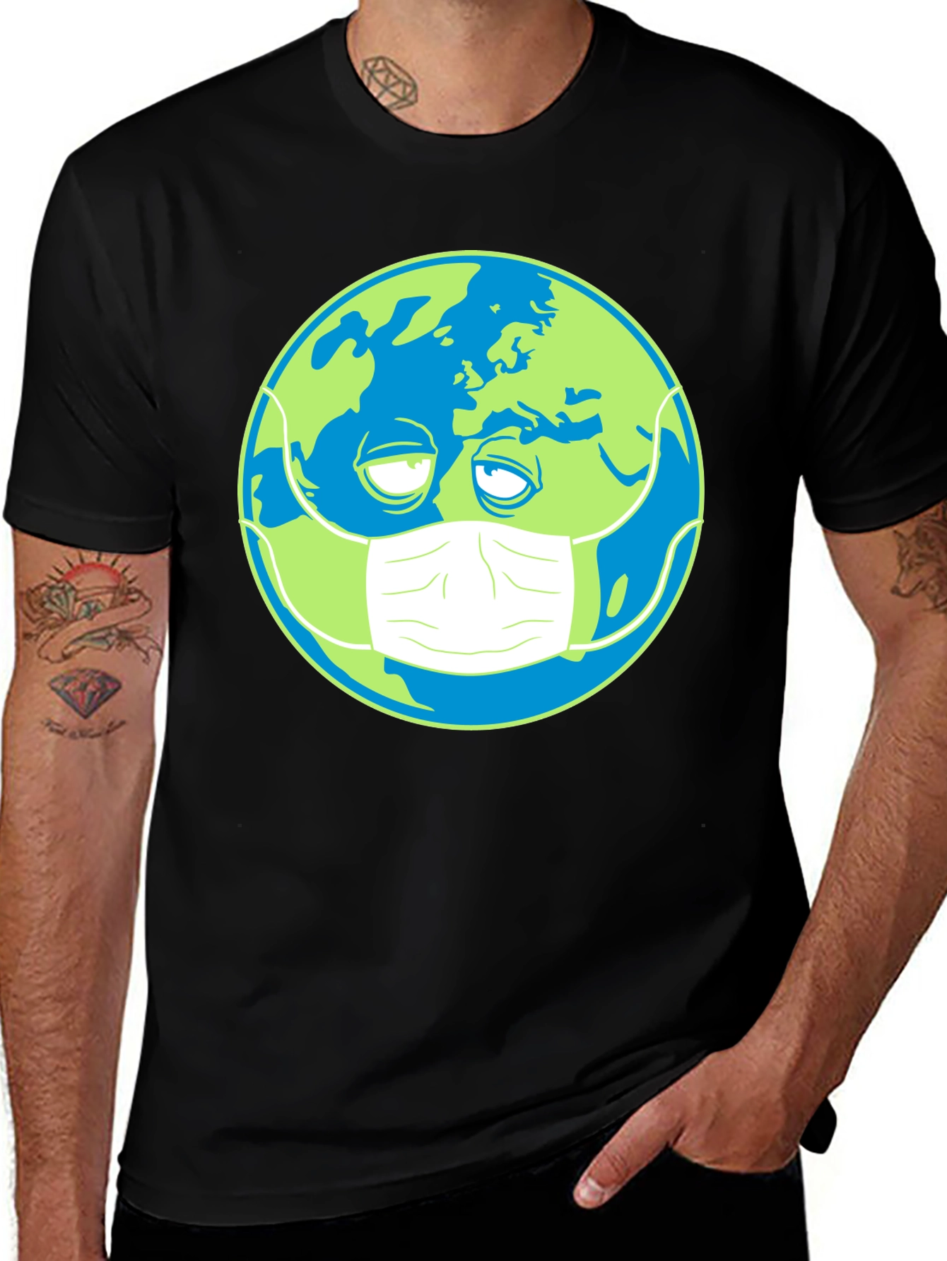 Earth Wearing Mask Graphic Tee