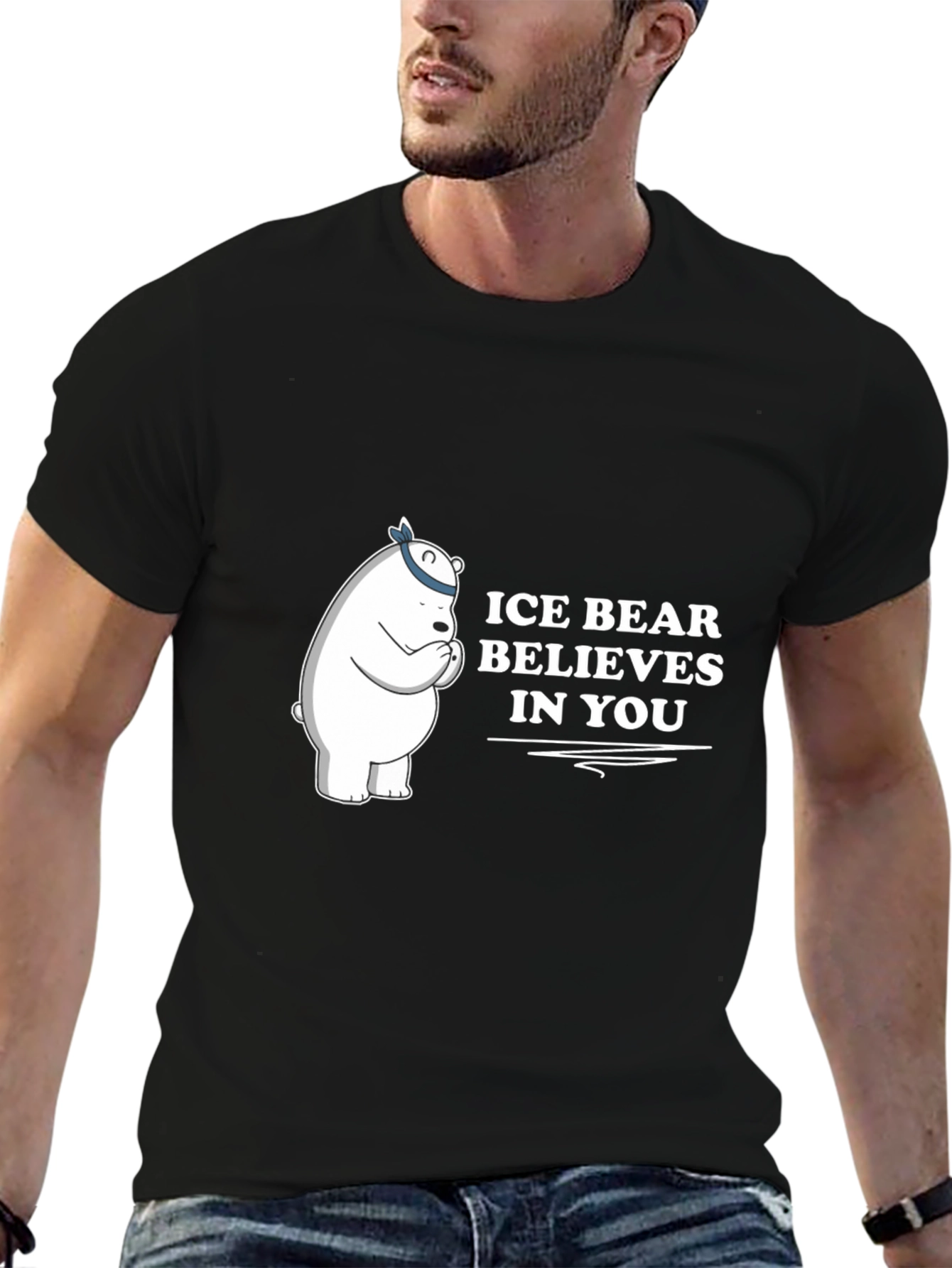 Ice Bear Believes In You Graphic Tee - Black
