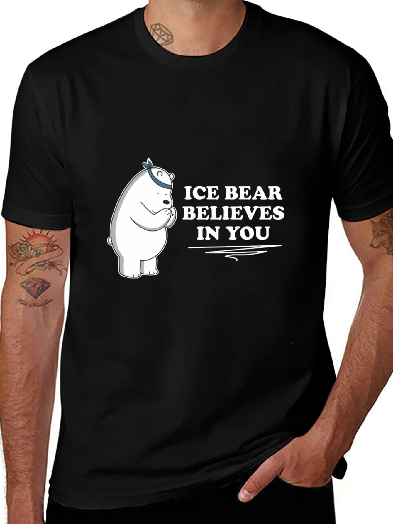 Ice Bear Believes In You Graphic Tee - Black